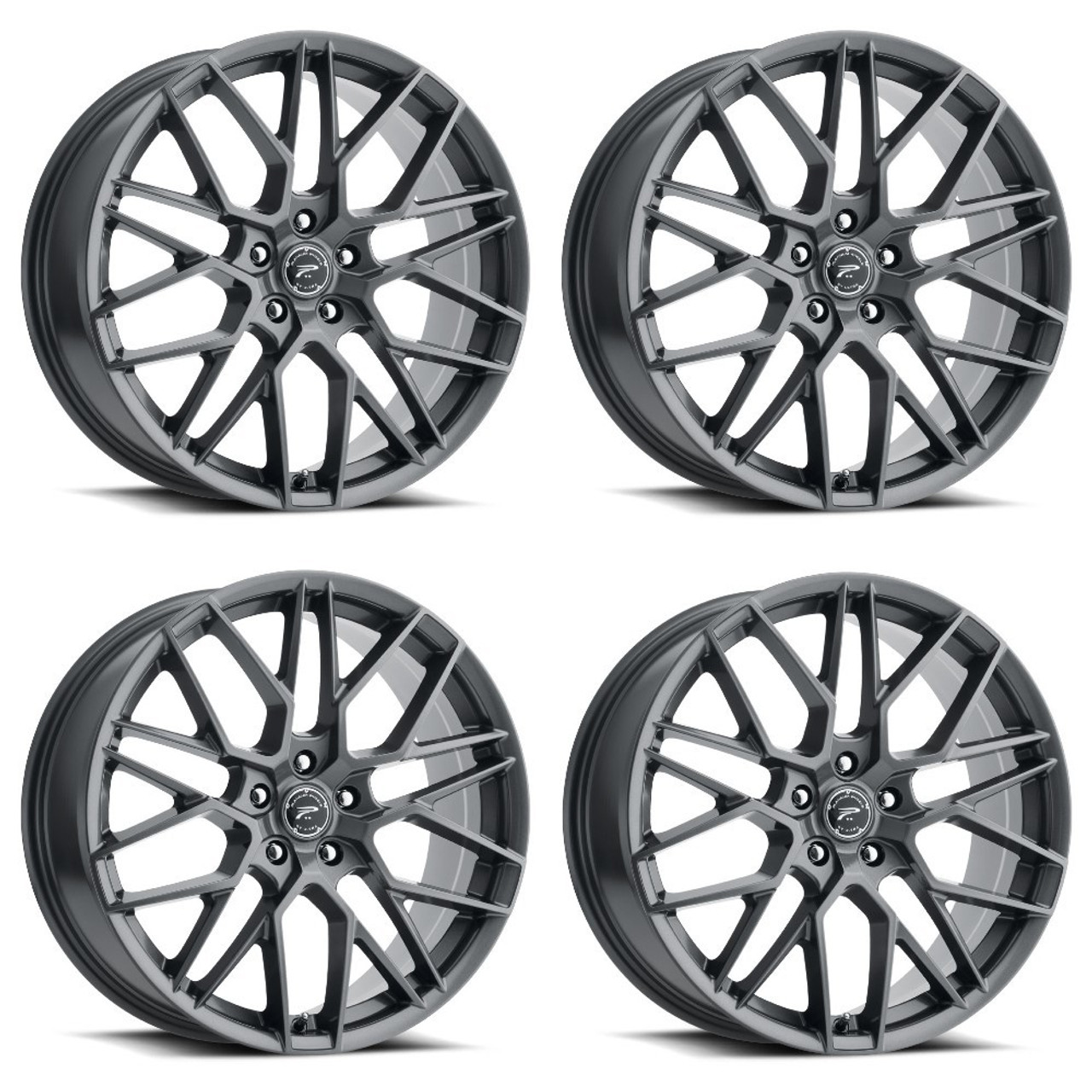 Set 4 20" Platinum 459GN Retribution 20x8.5 5x4.5 Gunmetal w/ Clear-Coat 40mm