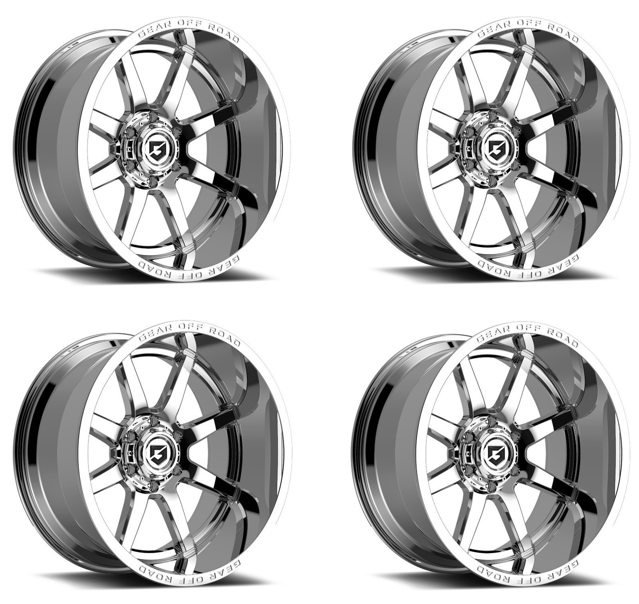 Set 4 20" Gear Off Road 762C Pivot 20x9 5x5 Chrome Plated Wheels 0mm Truck Rims