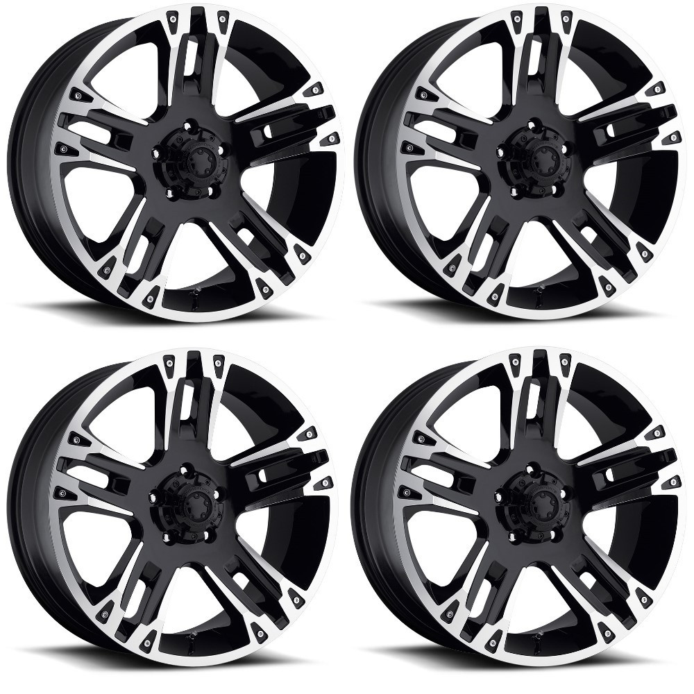 Set 4 20" Ultra 235B Maverick Gloss Black Diamond Cut 20x9 Wheels 5x5.5 18mm Rim