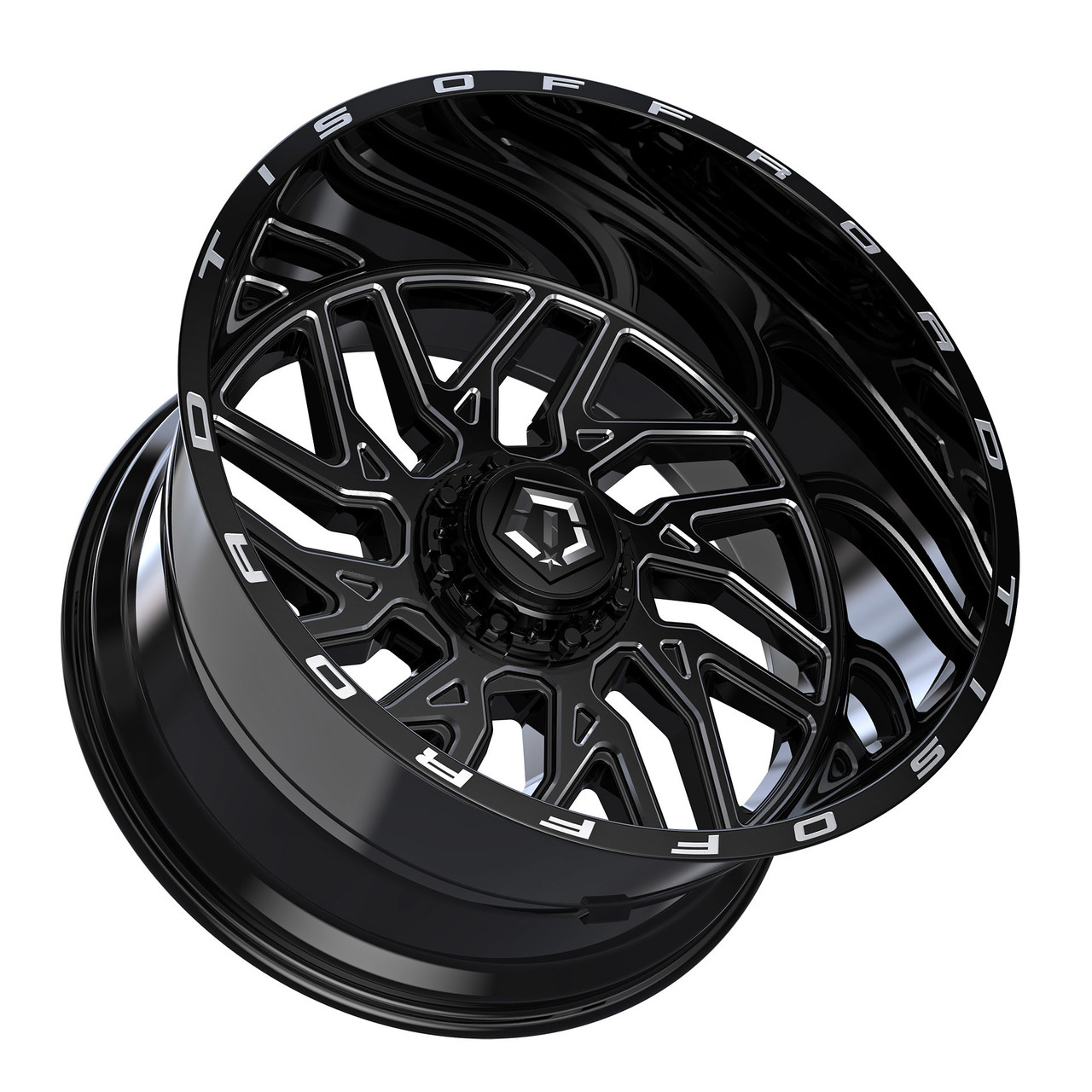 Set 4 20" TIS 544BM Gloss Black Milled 20x12 Wheels 5x4.5 5x5 -44mm Lifted Rims