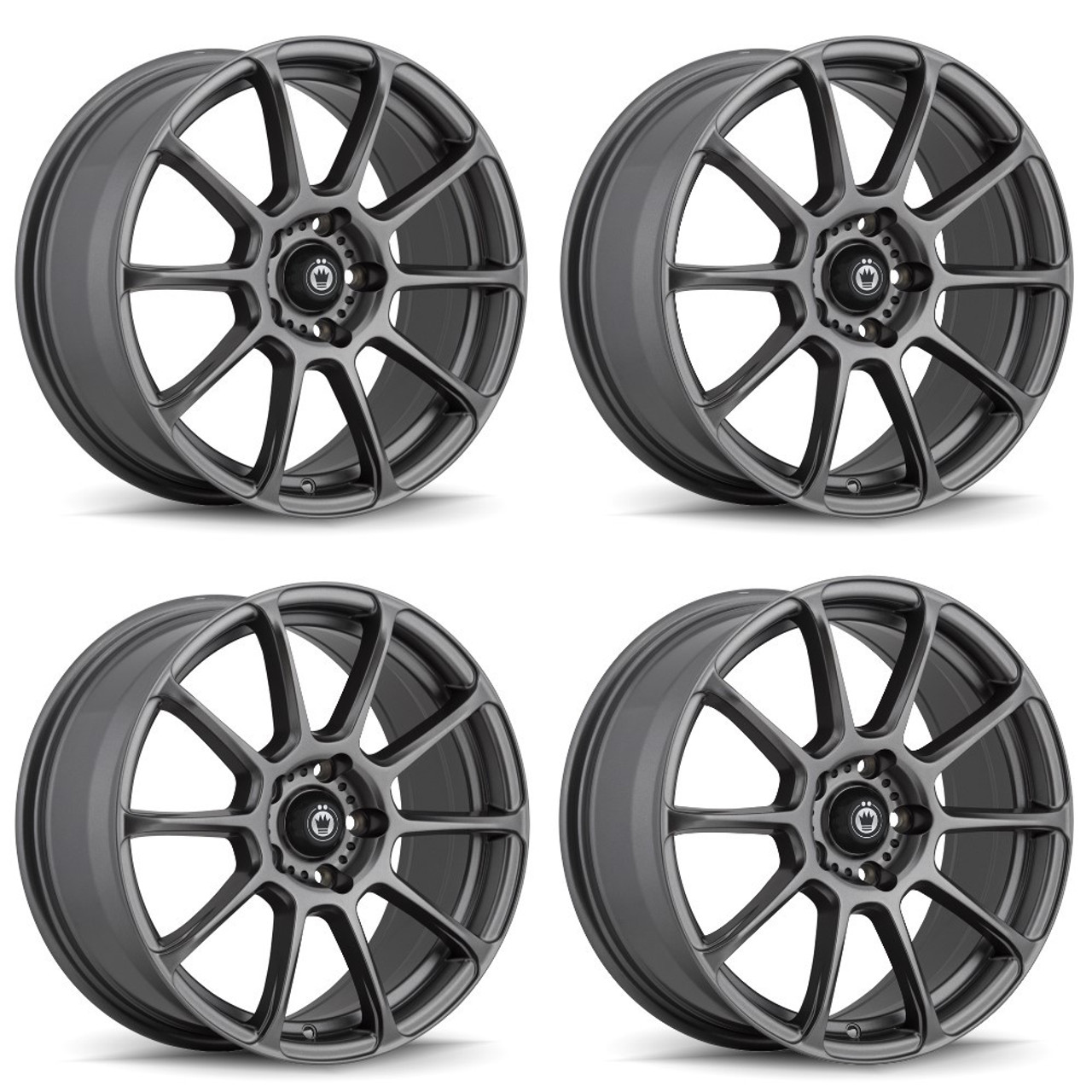 Set 4 17" Konig 41MG Runlite 17x7.5 5x108 Matte Grey Wheels 45mm Rims