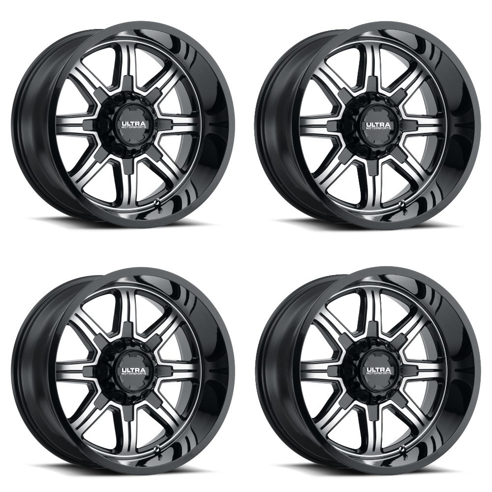 Set 4 20" Ultra 229U Menace Gloss Black Diamond Cut 20x9 Wheels 6x135 6x5.5 18mm
