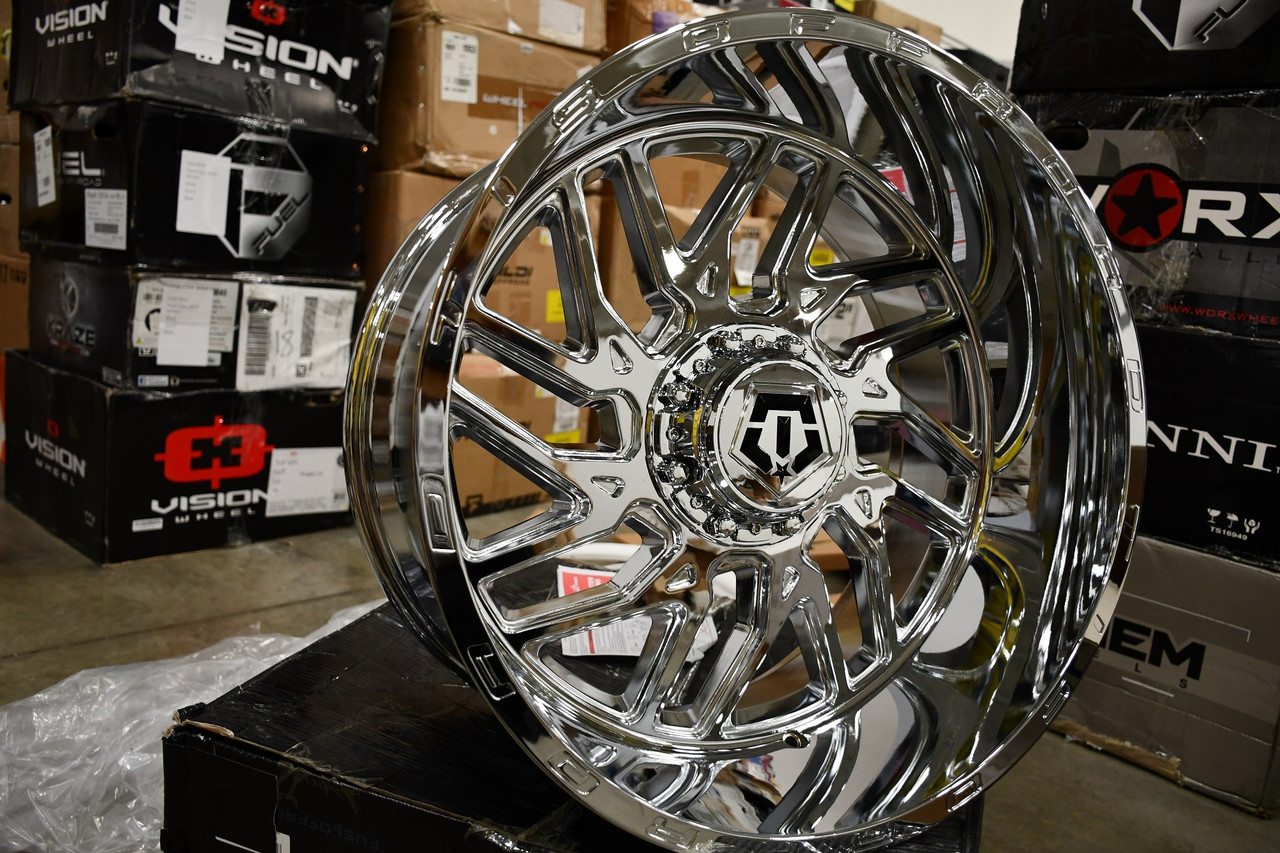 20" TIS 544C Chrome 20x10 Wheel 8x6.5 -25mm Lifted For Chevy GMC Ram Ford Rim