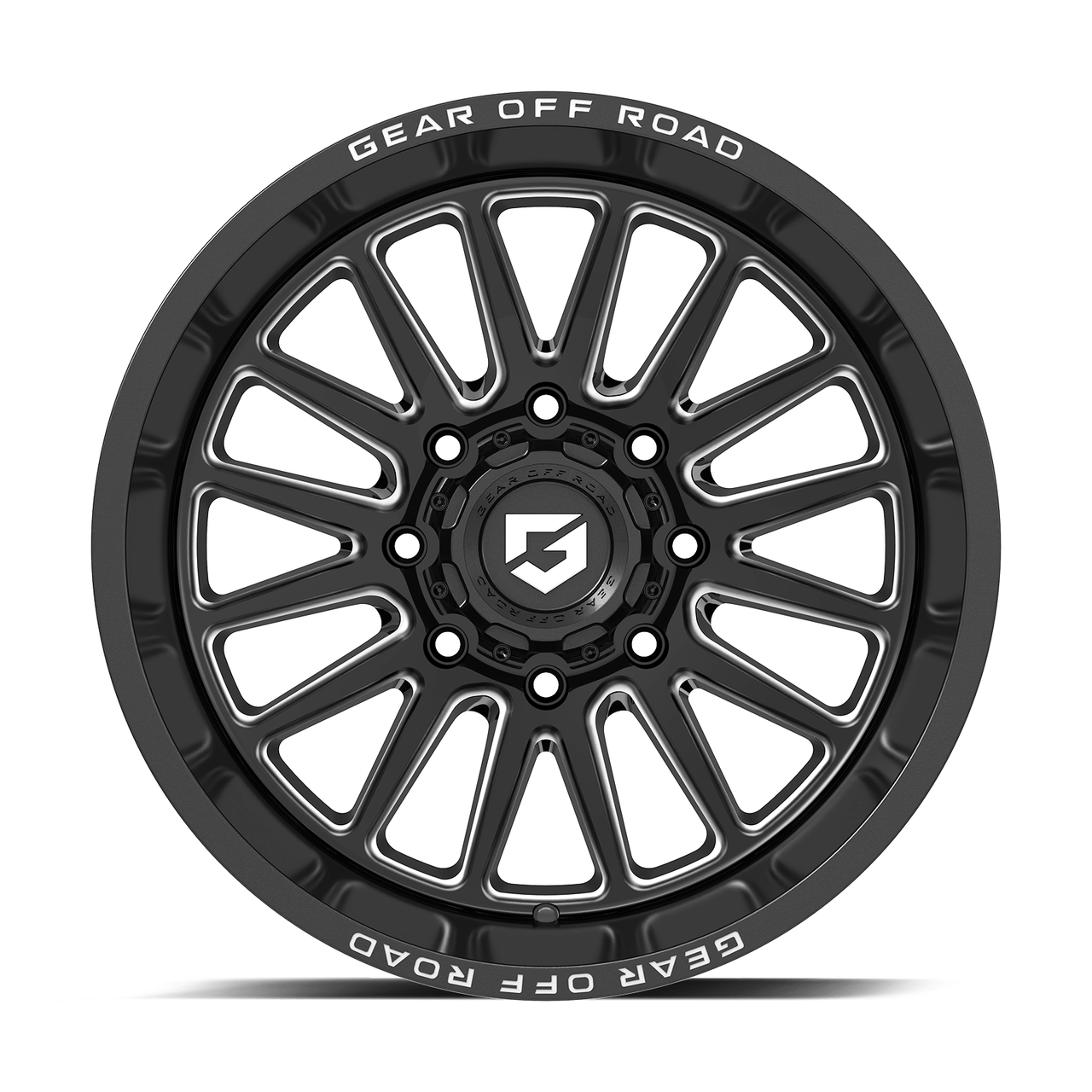 Set 4 20" Gear Off Road 764BM gloss black w/milled accents & lip logo 20x12 Wheels 8x6.50 -44mm