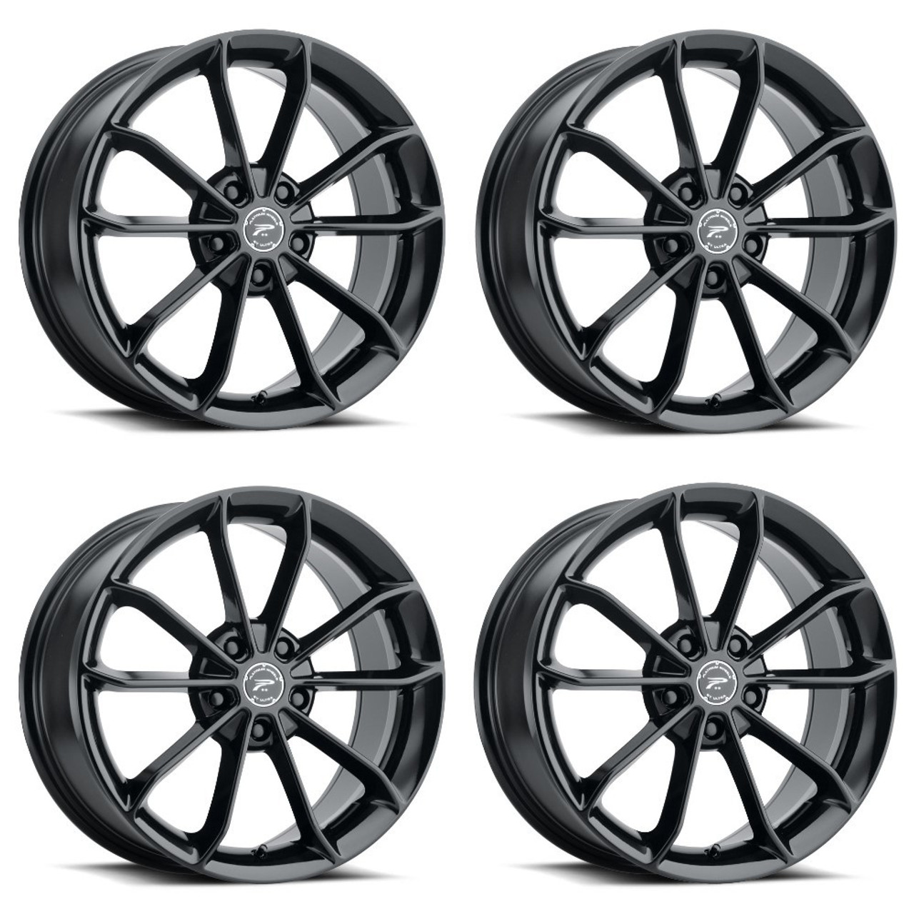 Set 4 18" Platinum 457BK Revelation 18x8 5x110 Gloss Black Clear-Coat 35mm Rims