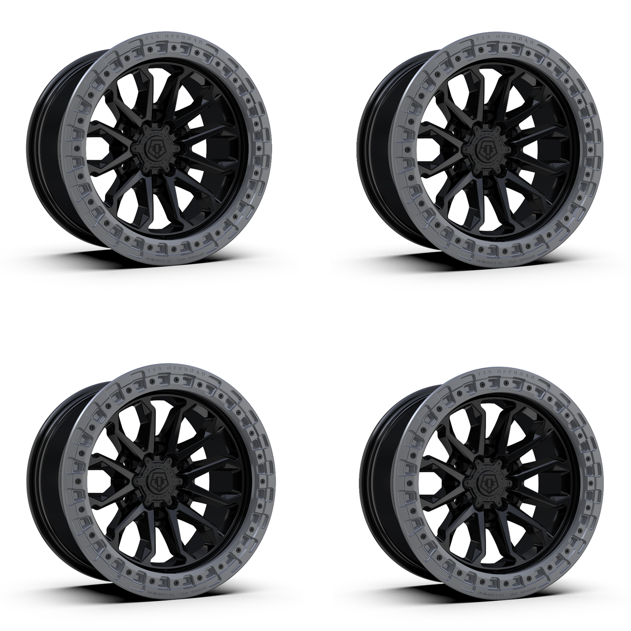 Set 4 20" TIS 556BA 20x10 5x5 -19mm Satin Black Anthracite Ring Lifted Wheels