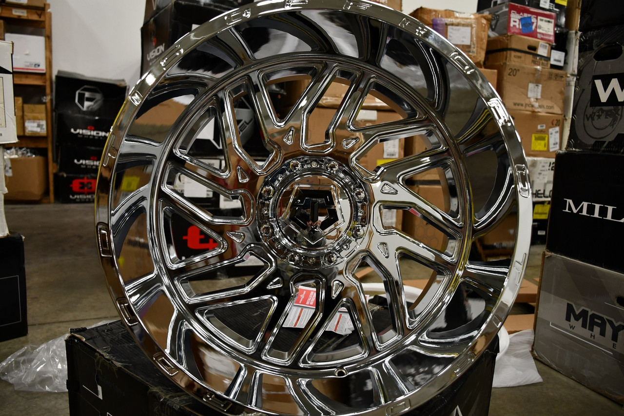 Set 4 20" TIS 544C Chrome 20x10 Wheels 8x6.5 -25mm Lifted For Chevy GMC Ram Ford