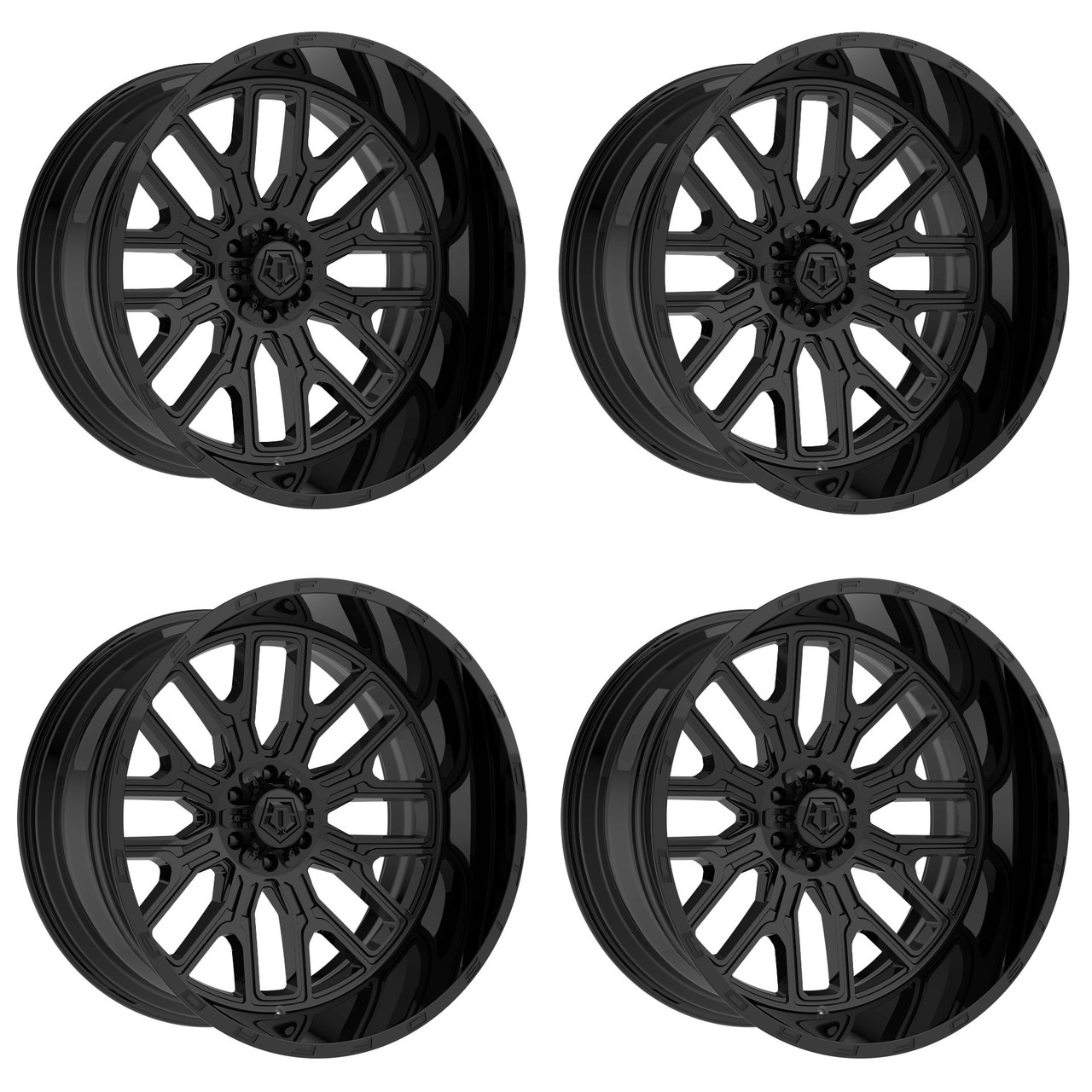 Set 4 24" TIS 560B Gloss Black 24x14 Wheels 6x135 6x5.5 -76mm Lifted Truck Rims
