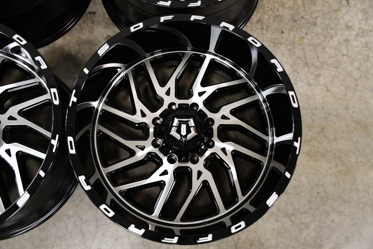 20" TIS 544MB Gloss Black Machined Face 20x10 Wheel 8x170 -25mm Lifted For Ford