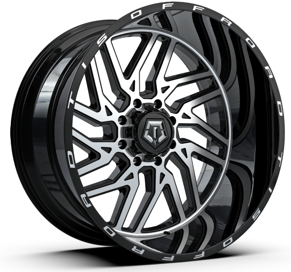 20" TIS 544MB Gloss Black Machined Face 20x10 Wheel 8x170 -25mm Lifted For Ford