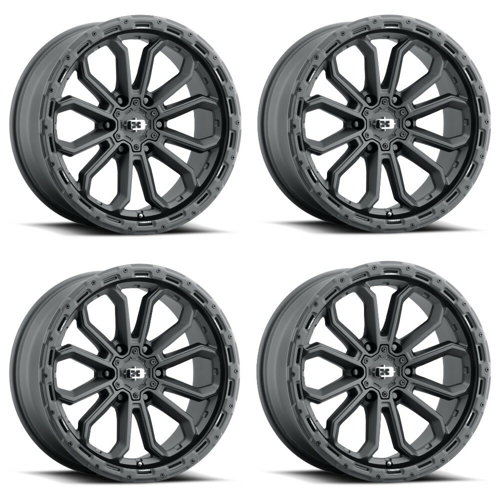 Set 4 17" Vision Off-Road 405 Korupt Satin Black Wheels 17x9 5x5.5 Rims -12mm