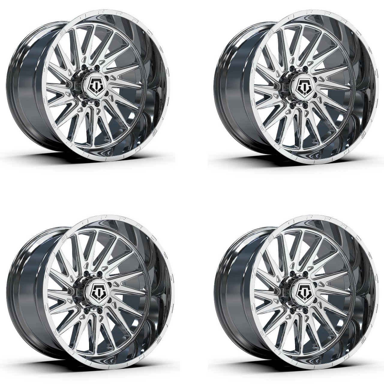 Set 4 24" TIS 547C Chrome 24x14 Wheels 6x5.5 -76mm Lifted For Chevy GMC Ram Rims