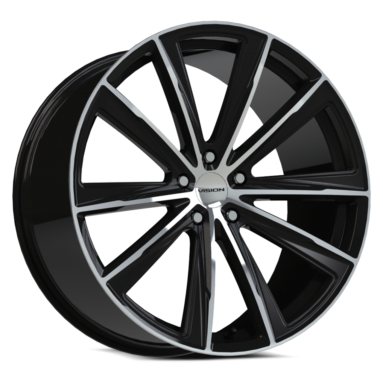 20" Vision Street 471 Splinter Gloss Black Machined Wheel 20x9 5x115 Rim 20mm