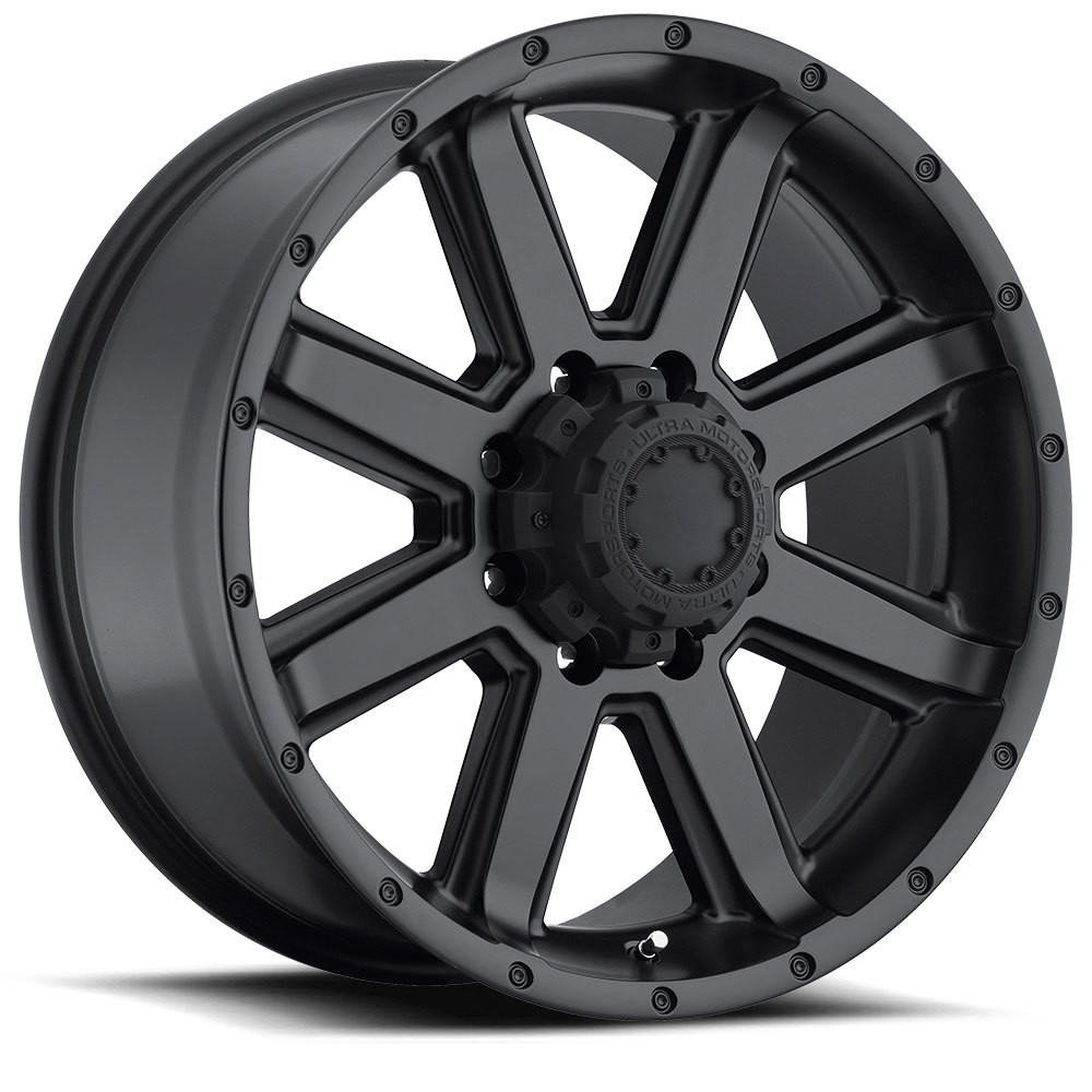 Set 4 20" Ultra 195SB Crusher Satin Black 20x9 Wheels 8x170 18mm Truck Rims