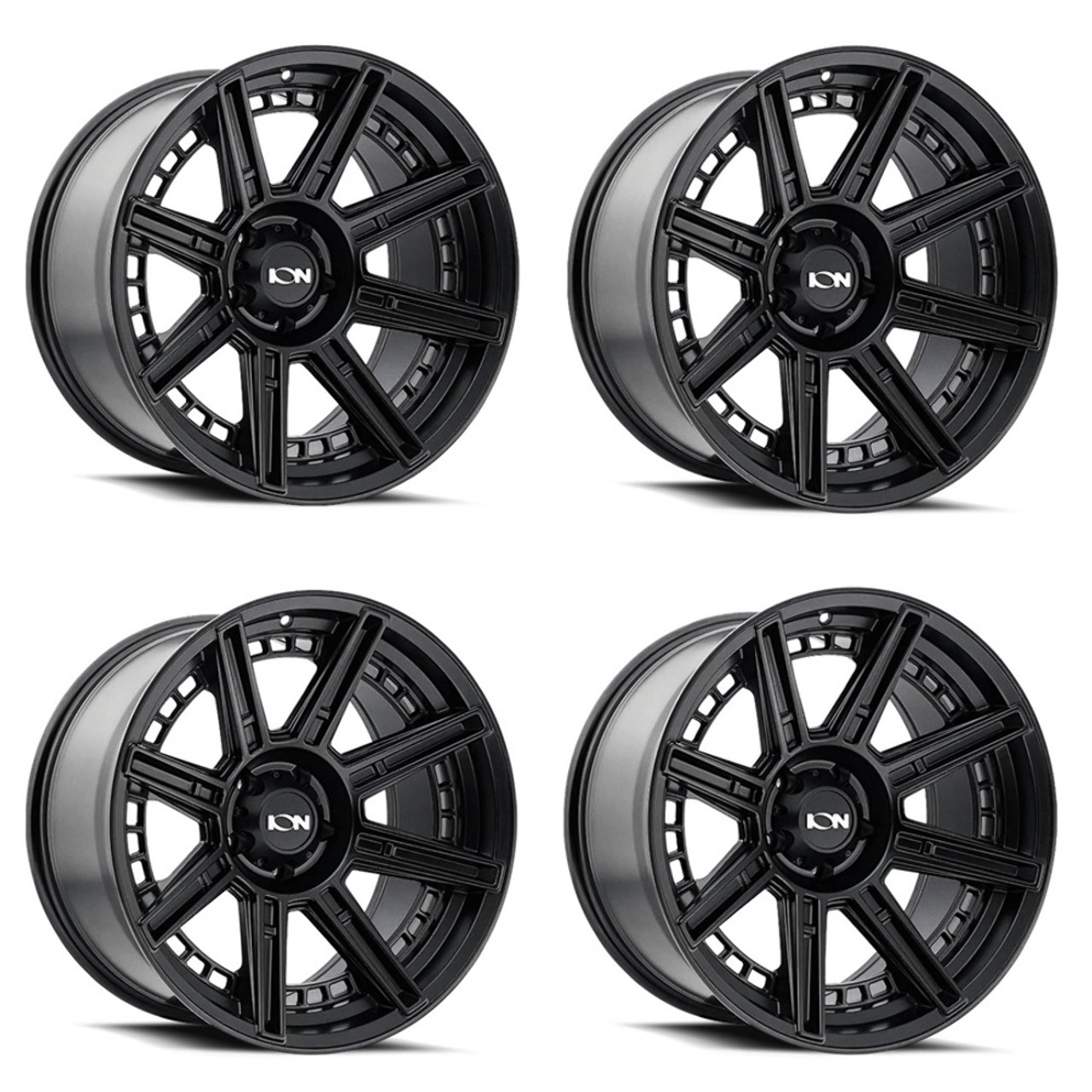 Set 4 20" Ion 149 20x9 Matte Black 6x5.5 Wheels -12mm Rims