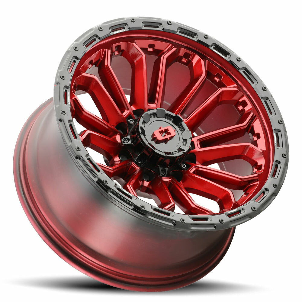 Set 4 20" Vision Off-Road 405 Korupt Red w/ Black Lip Wheels 20x9 6x5.5 Rims 0mm