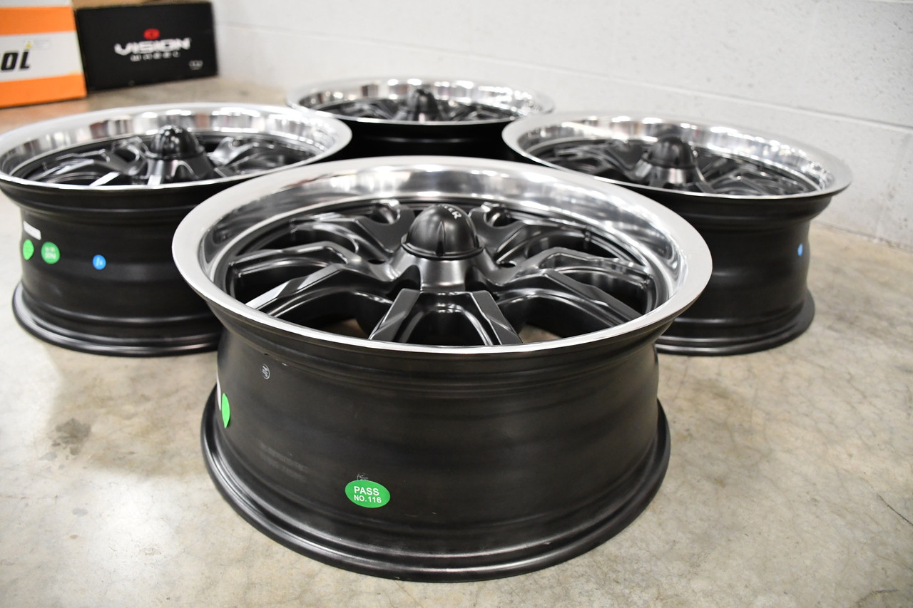 Set 4 18" Ridler 650 18x9.5 Matte Black Polished Lip 5x4.5 Wheels 0mm For Ford