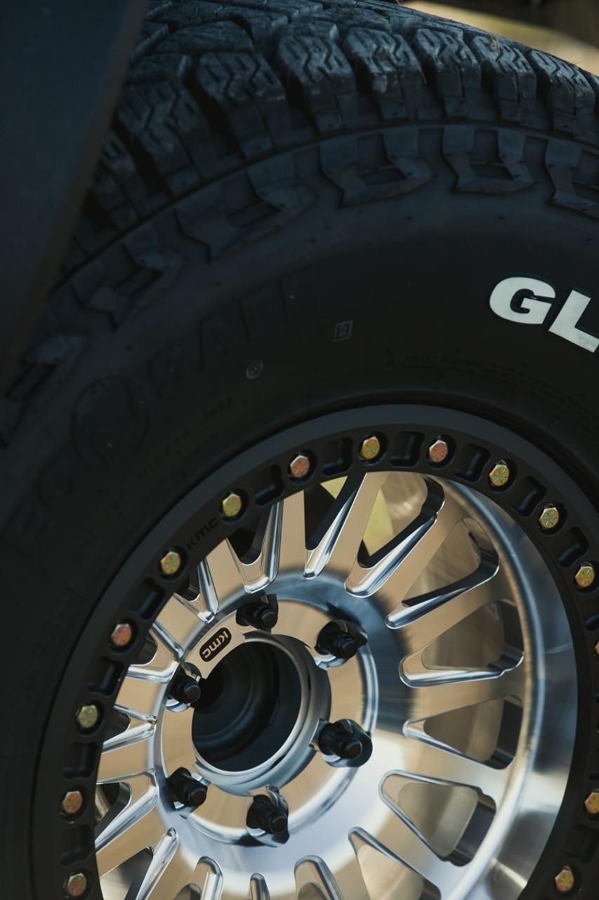 Set 4 KMC KM445 Impact Forged Beadlock 17x9 6x6.5 Raw Machined Wheels 17" 25mm