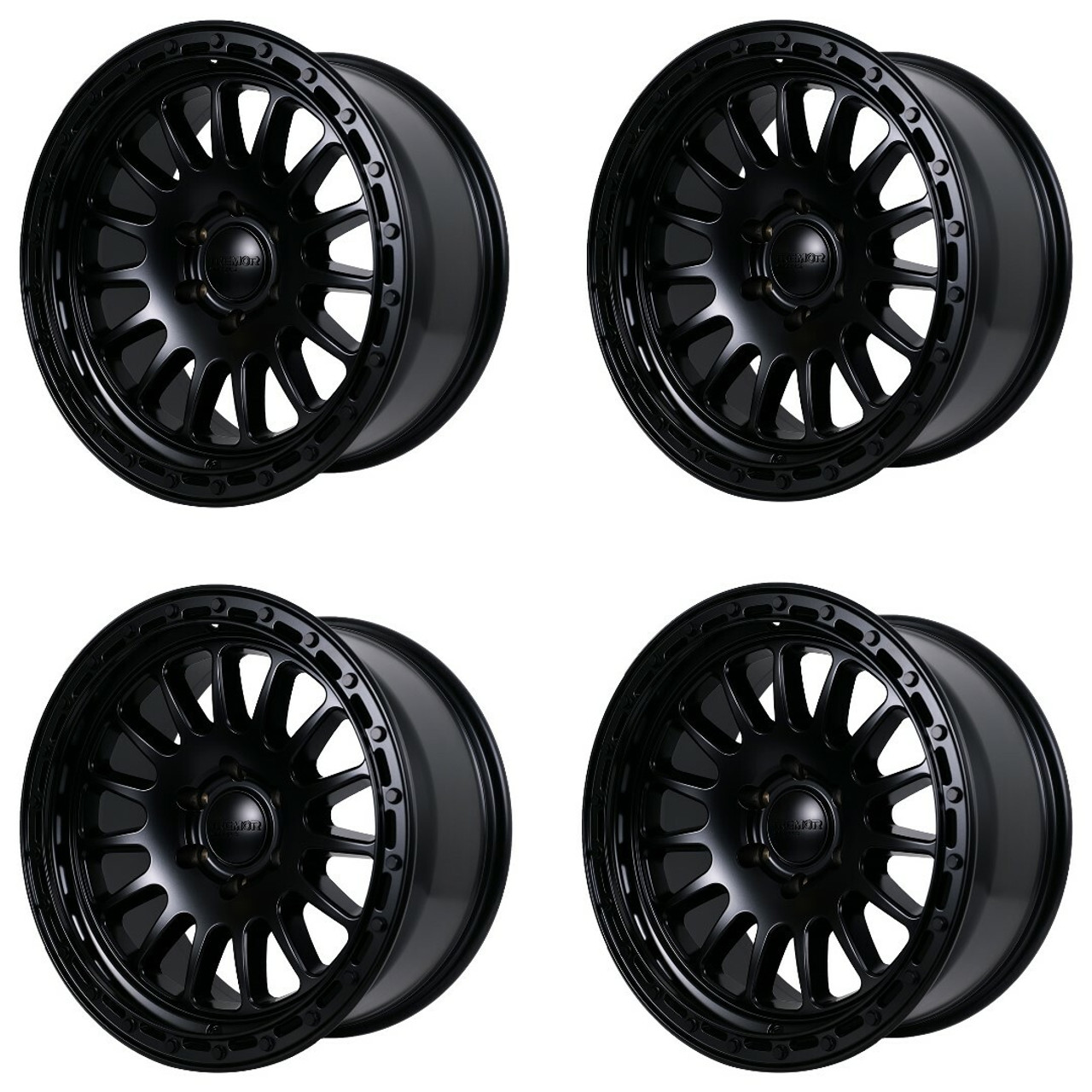 Set 4 17" Tremor 104 Aftershock Satin Black Black Wheels 17x8.5 6x135 0mm Rims