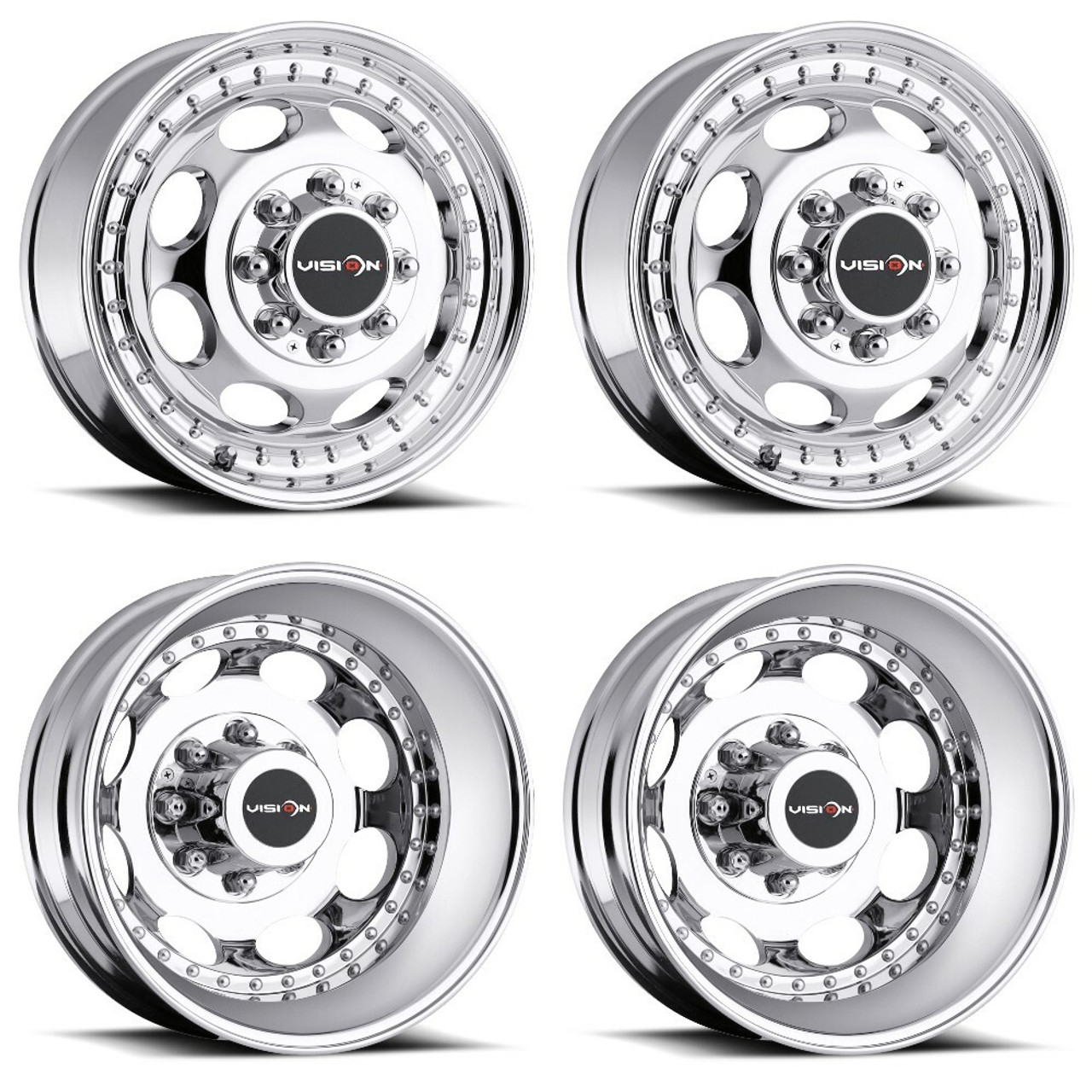 Set 4 16" Vision HD 181Z 2 Front 2 Rear Dually Chrome Wheels 16x6 8x6.5 Rims