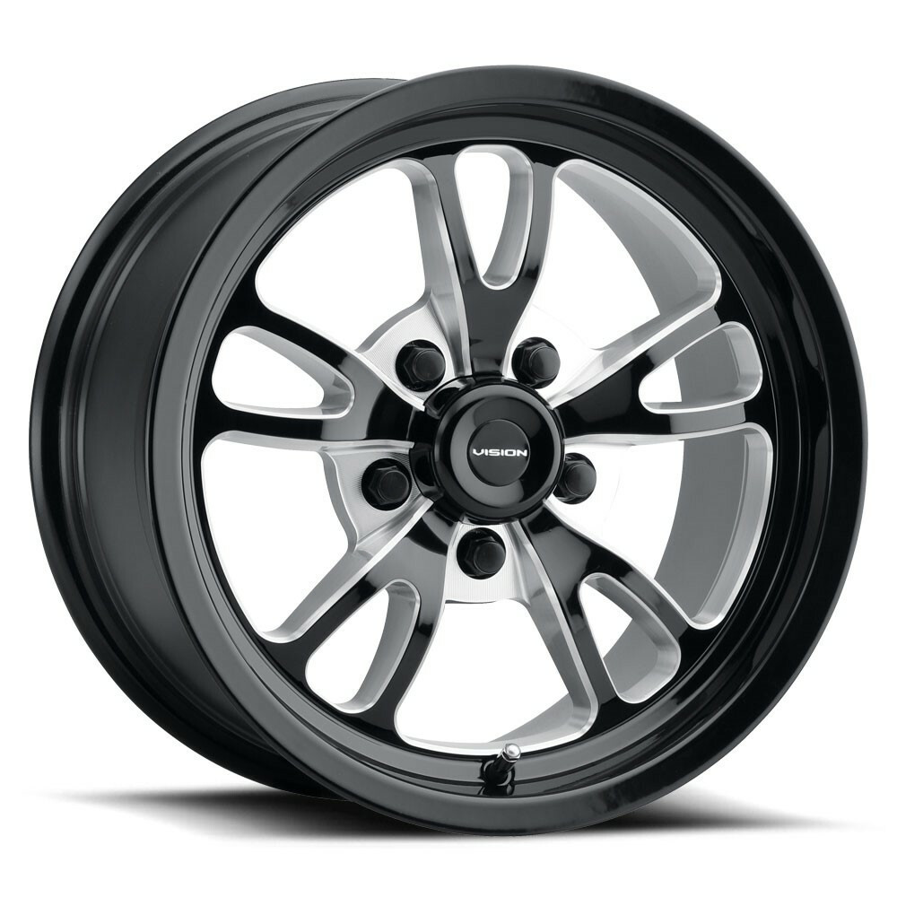 15" Vision American Muscle 149 Patriot Gloss Black Milled Spoke 5x4.5 Wheel 0mm Rim