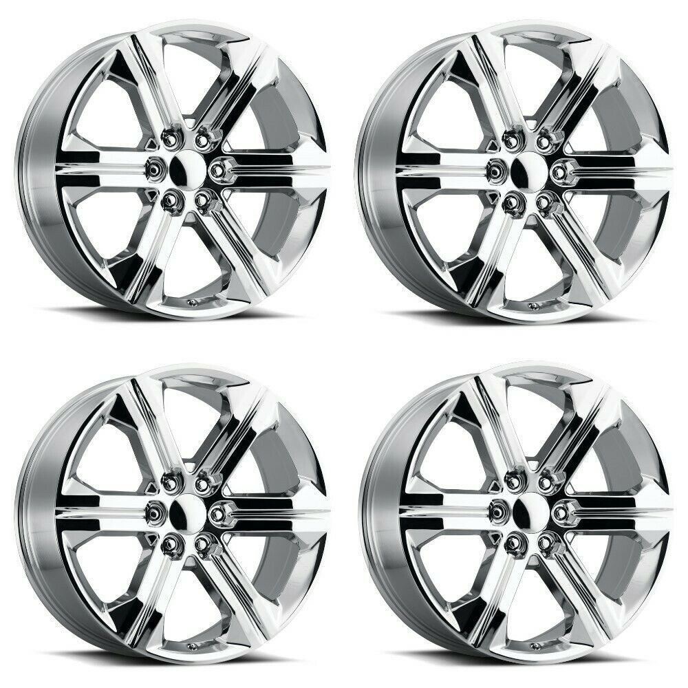 Set 4 22" Voxx Replica Denali 3 Chrome Wheels 22x9 6x5.5 24mm Rims For Chevy