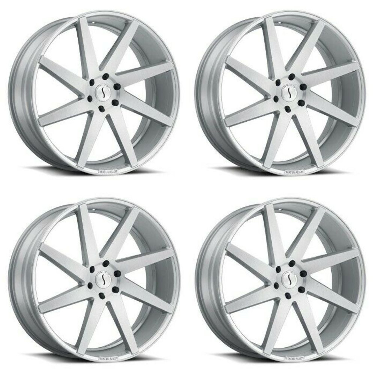 Set 4 Status Brute 22x9.5 5x112 Silver W/ Brushed Machined Face Wheels 22" 35mm