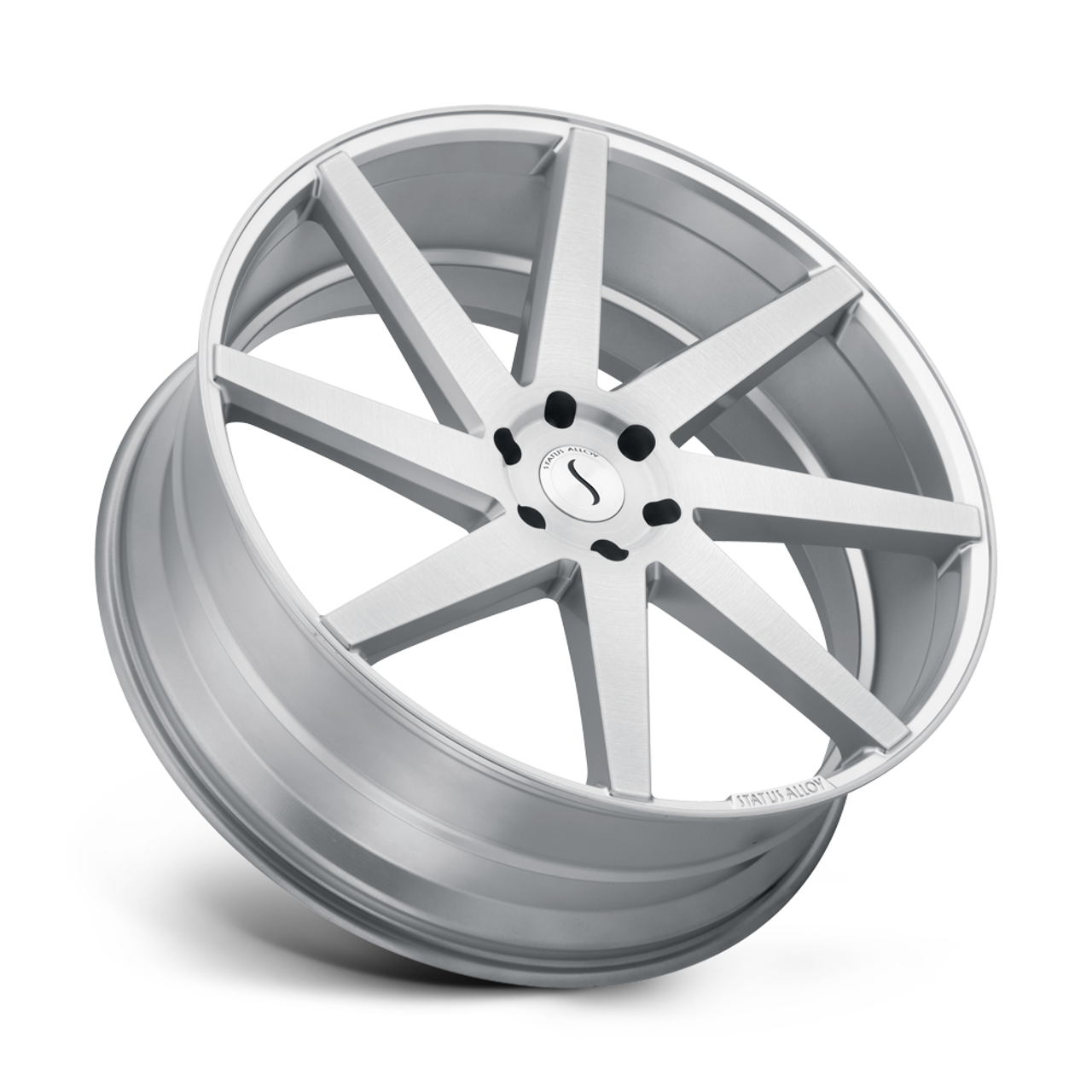 Set 4 Status Brute 22x9.5 5x112 Silver W/ Brushed Machined Face Wheels 22" 35mm