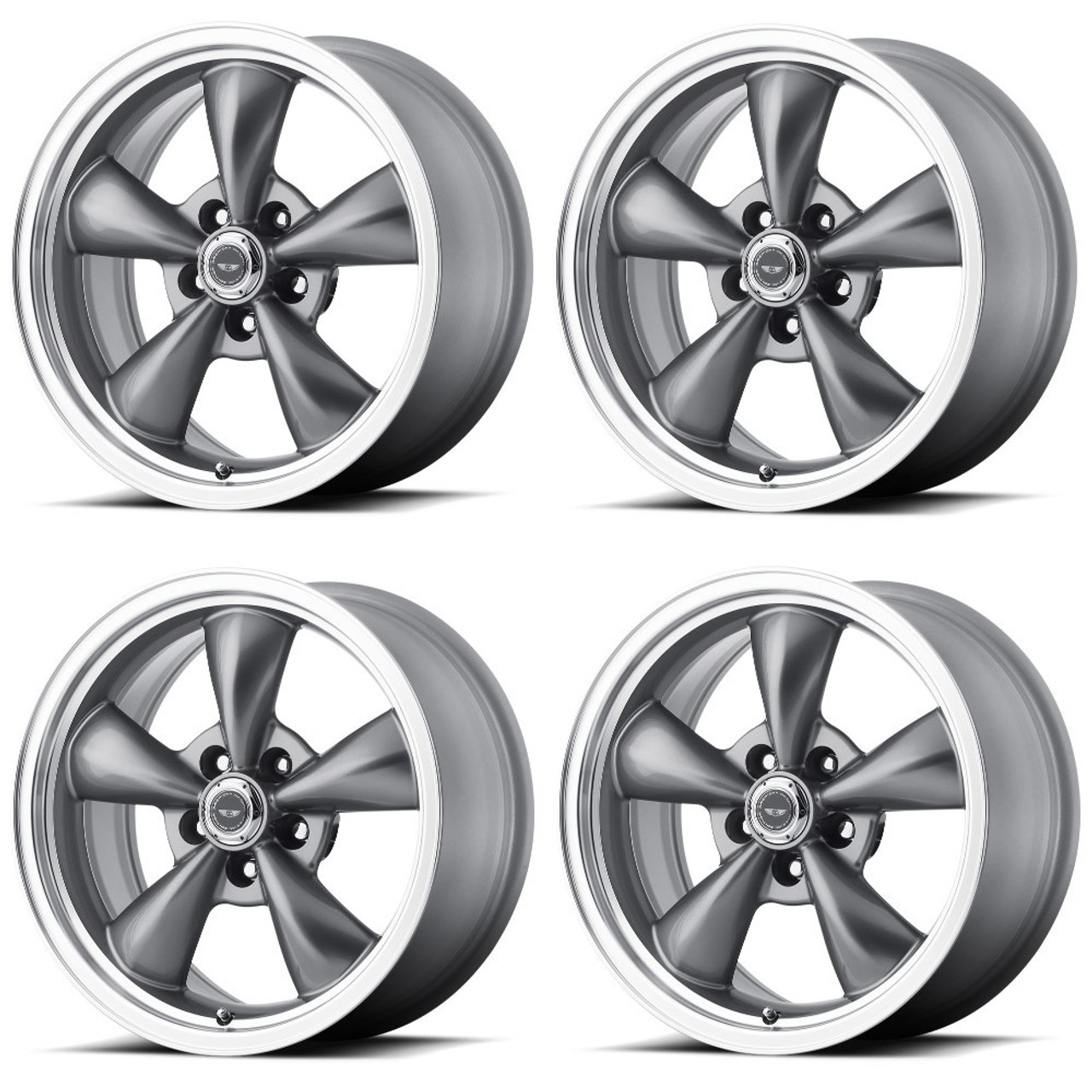 Set 4 18" American Racing AR105 Torq Thrust M 18x9 5x4.5 34mm Anthracite Wheels