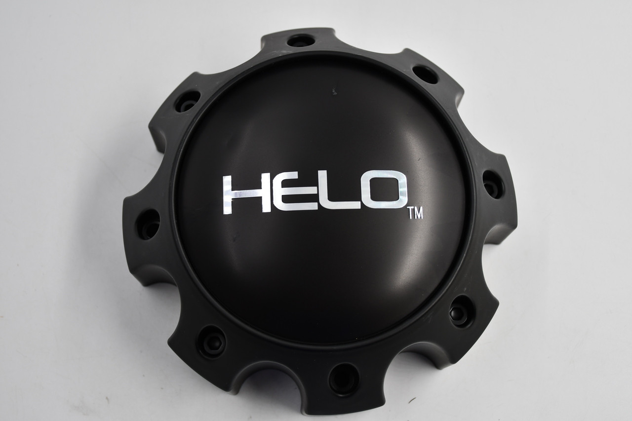 HELO Matte Black w/ Chrome Logo Wheel Center Cap Hub Cap S057L170(MB) 6.5" 8 Lug