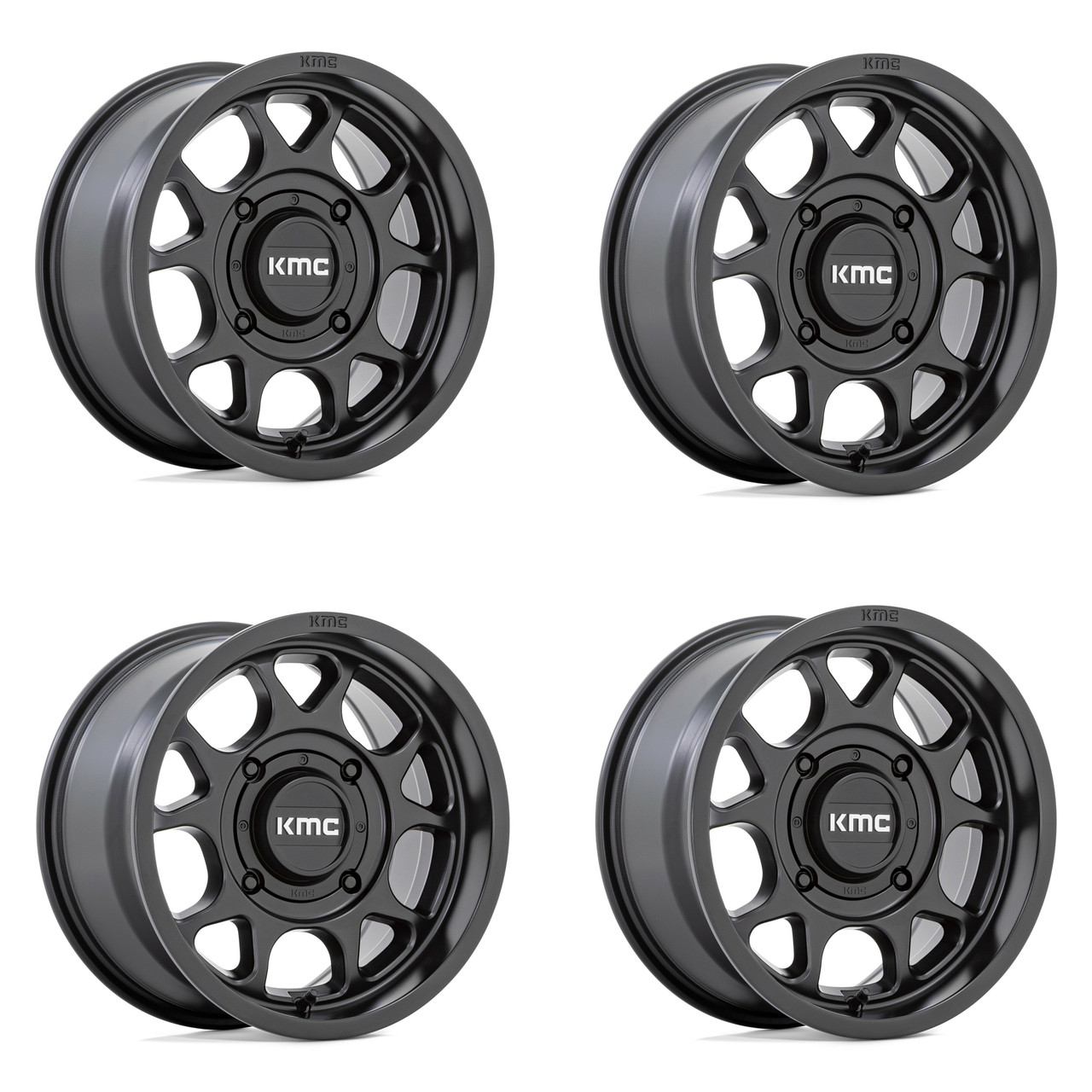 Set 4 KMC Powersports KS137 Toro S Utv 15x7 4x137 Satin Black Wheels 15" 10mm