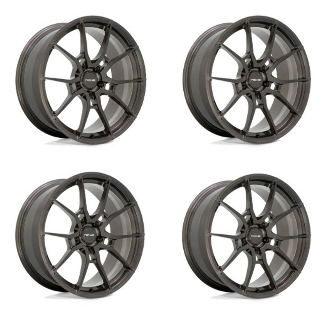 Set 4 Niche Mono T111 Kanan 20x11 5x4.5 Brushed Candy Smoke Wheels 20" 53mm Rims