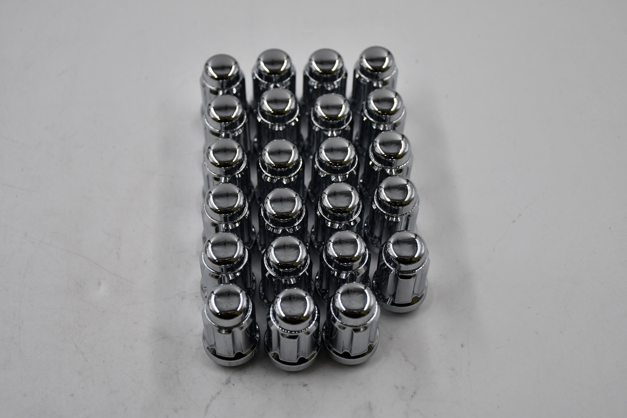 Set 23 Spline Chrome Lug Nut 1/2" 1.4" Tall Conical Seat Inlcudes Key 1/2-20