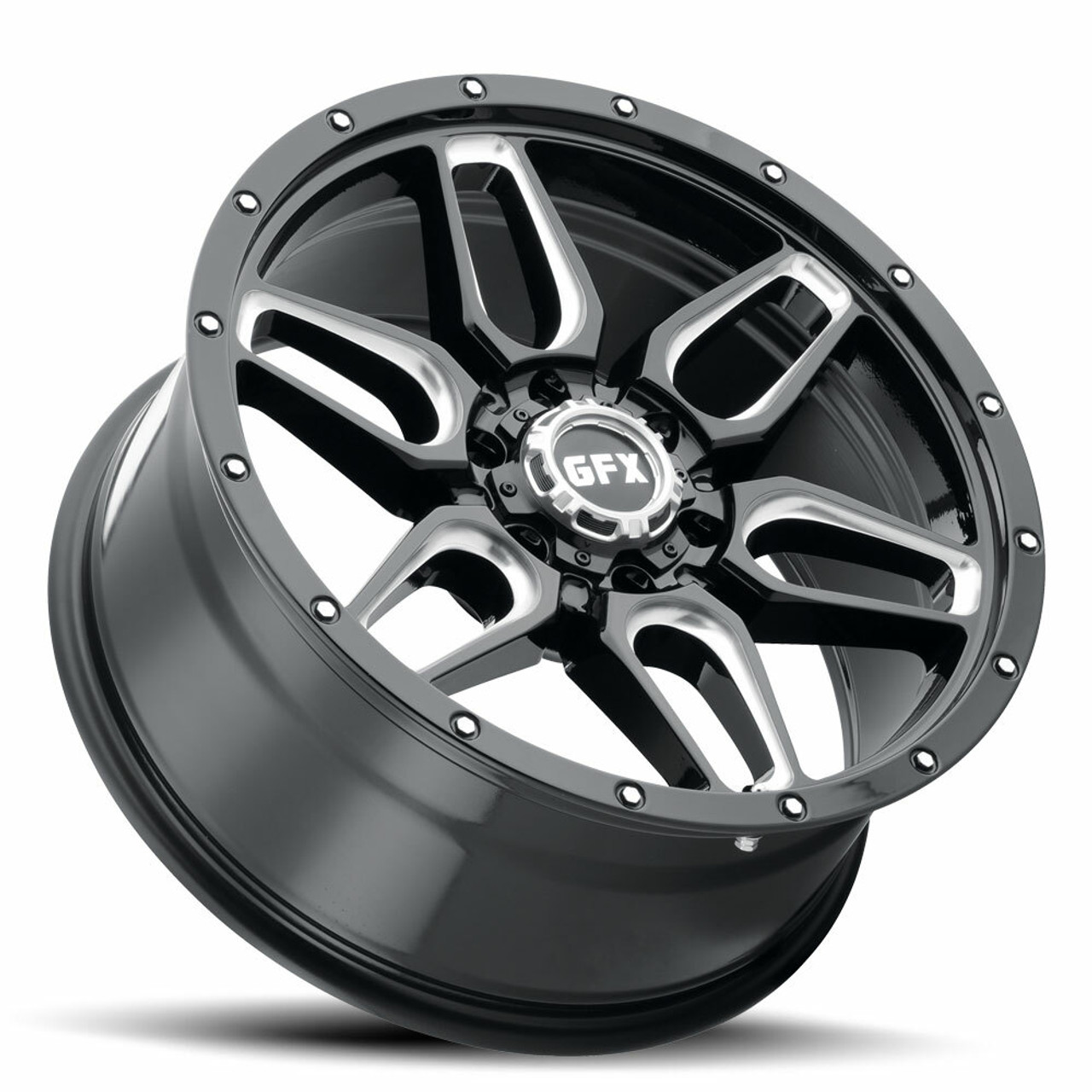 20" Voxx G-FX TR-18 Gloss Black Milled Wheel 20x9 6x135 12mm Rim