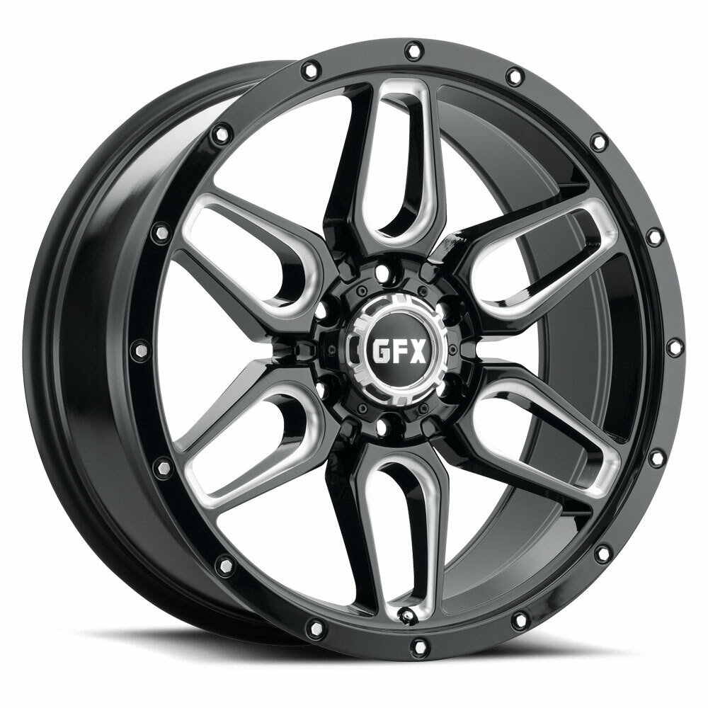 20" Voxx G-FX TR-18 Gloss Black Milled Wheel 20x9 6x5.5 12mm Rim