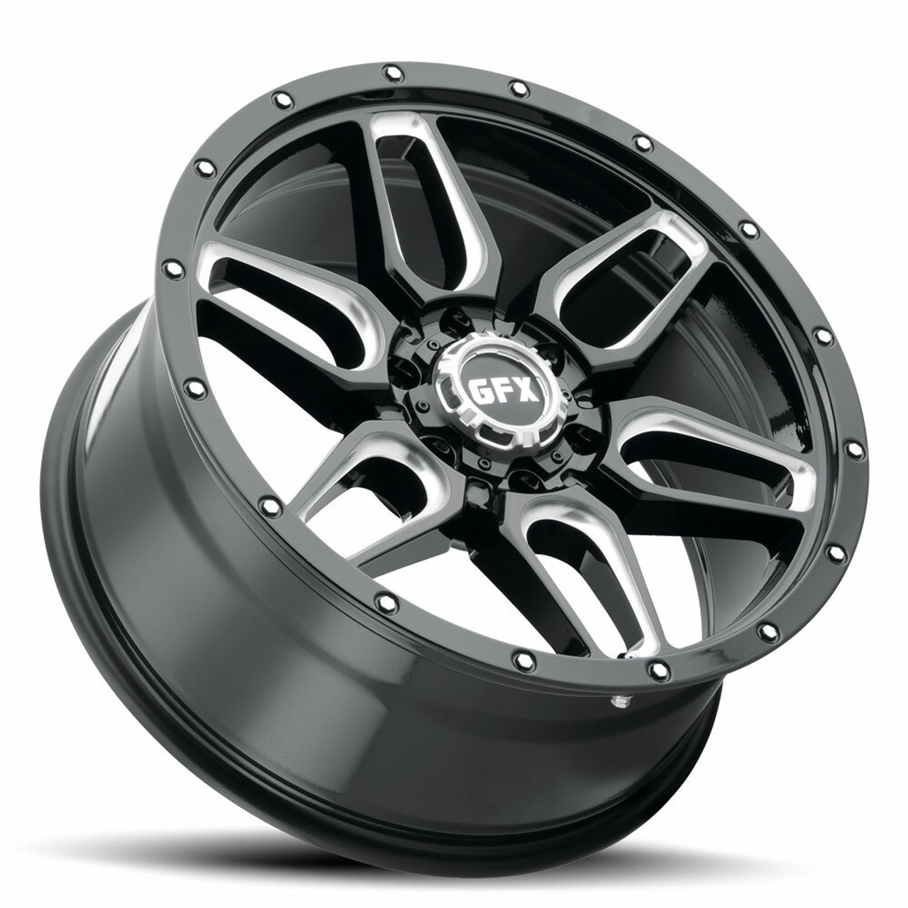 17" Voxx G-FX TR-18 Gloss Black Milled Wheel 17x8.5 6x135 18mm Rim