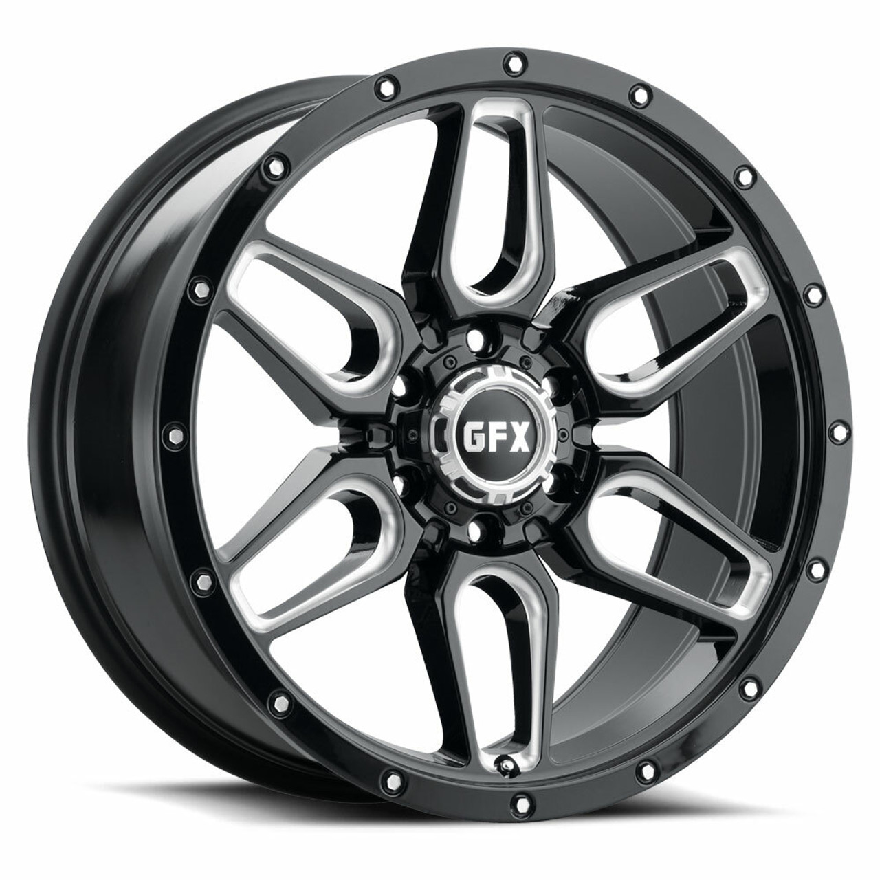 18" Voxx G-FX TR-18 Gloss Black Milled Wheel 18x9 6x5.5 0mm Rim