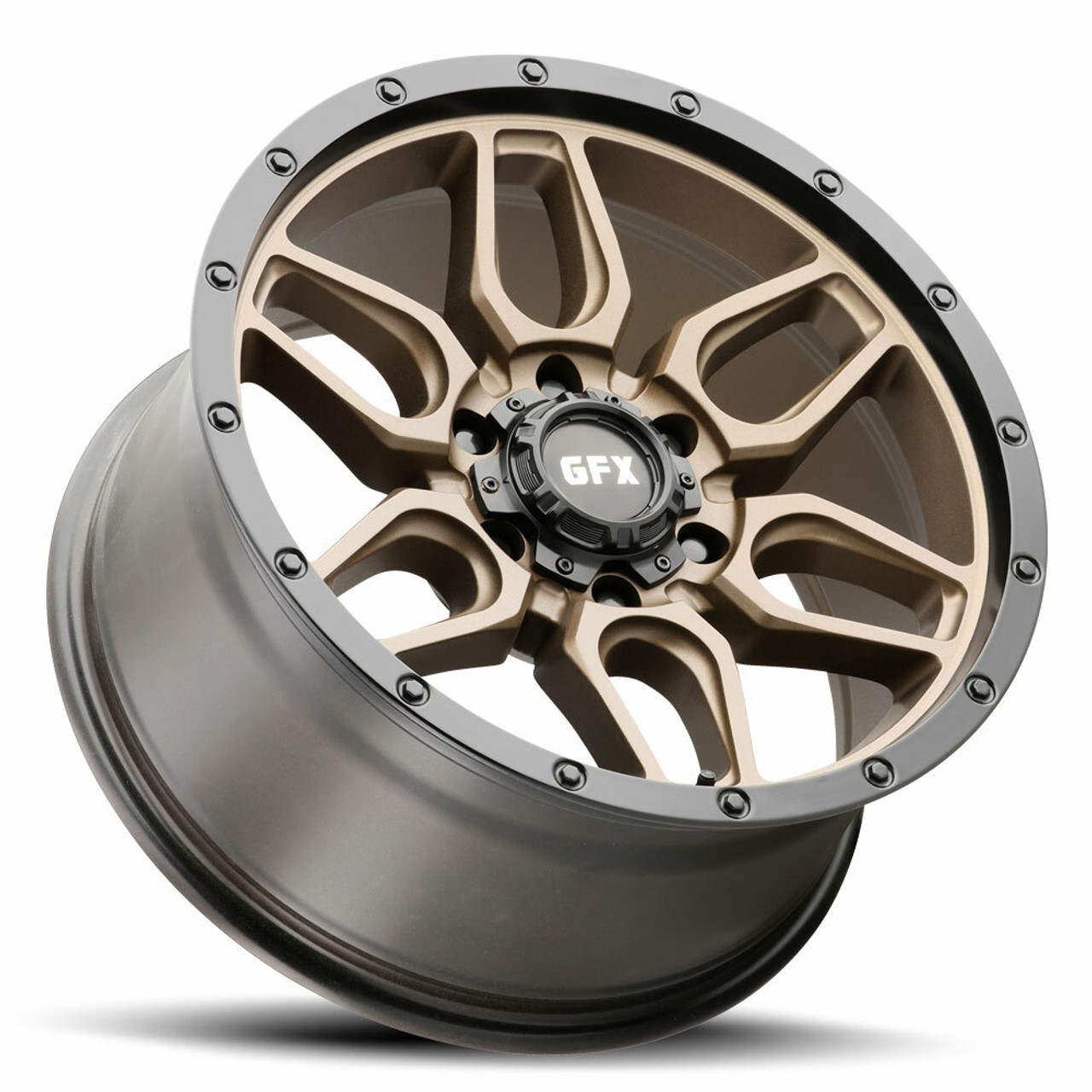 17" Voxx G-FX TR-18 Textured Bronze w/ Matte Black Lip  Wheel 17x8.5 6x5.5 -6mm Rim