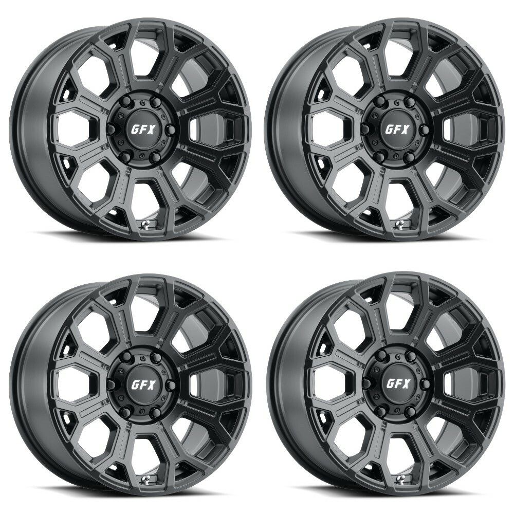 Set 4 18" Voxx G-FX TR-19 Matte Black Wheels 18x9 8x6.5 12mm Rims For GMC Ram