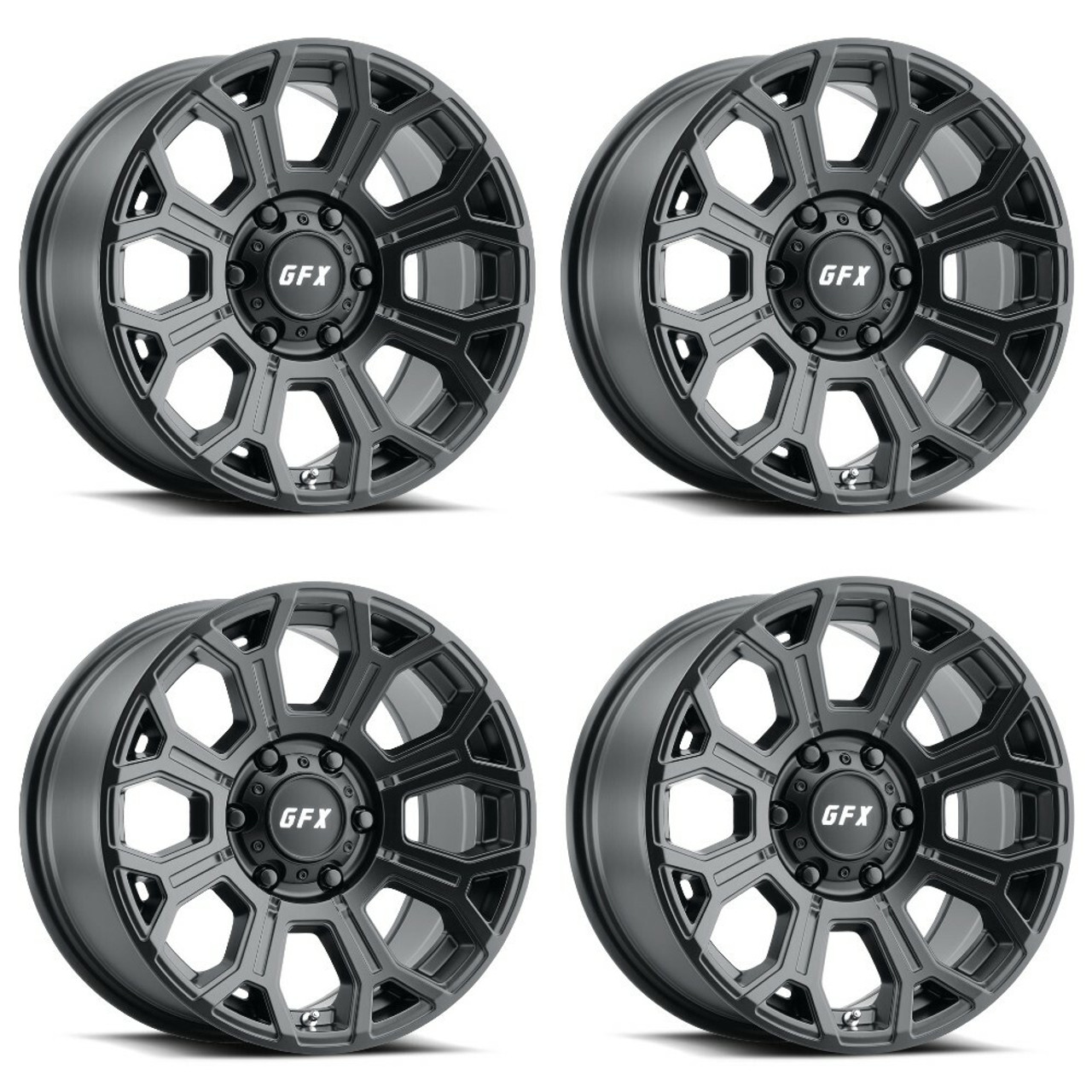 Set 4 18" Voxx G-FX TR-19 Matte Black Wheels 18x9 6x135 12mm Rims