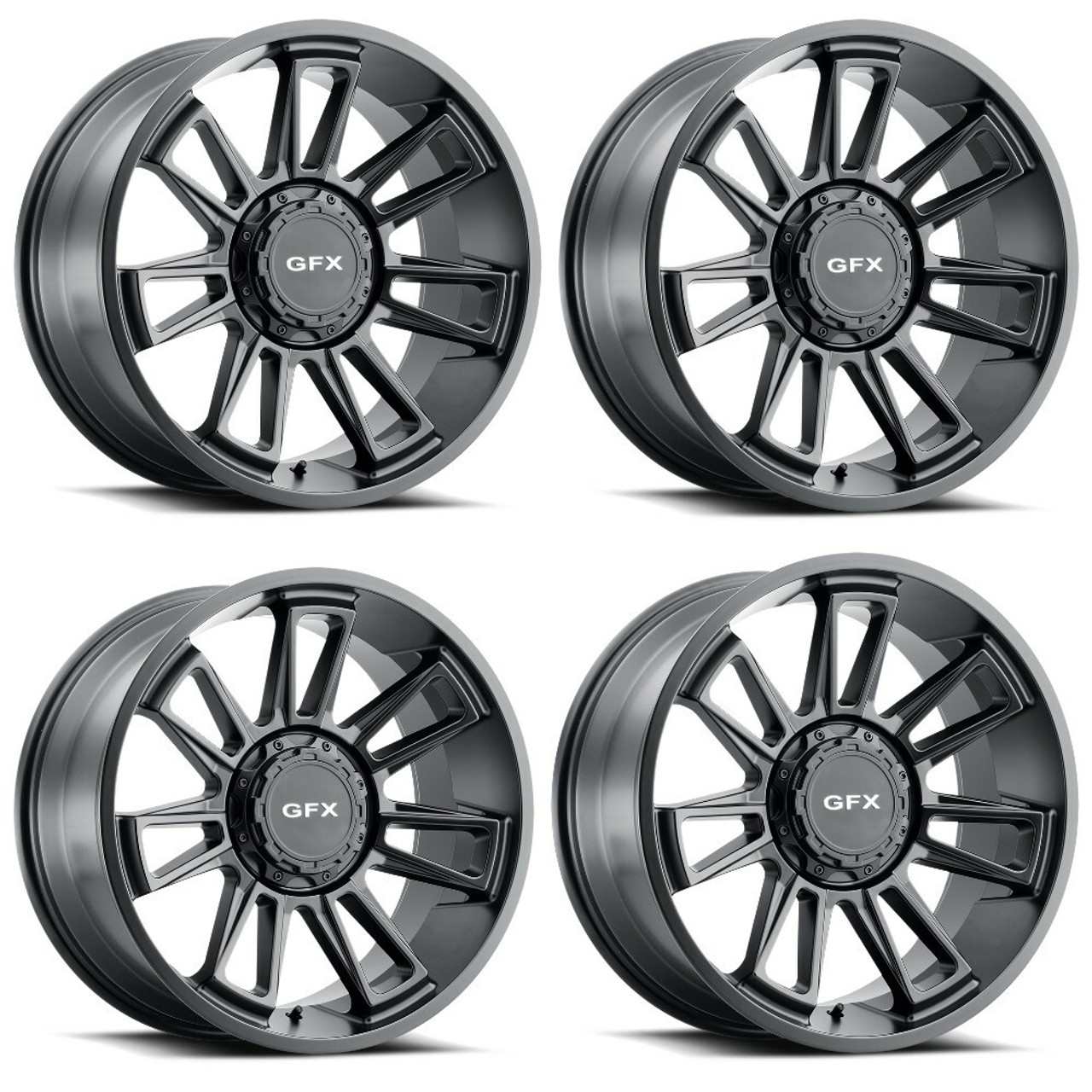 Set 4 20" Voxx G-FX TR21 Matte Black Wheels 20x9 8x6.5 18mm Rims