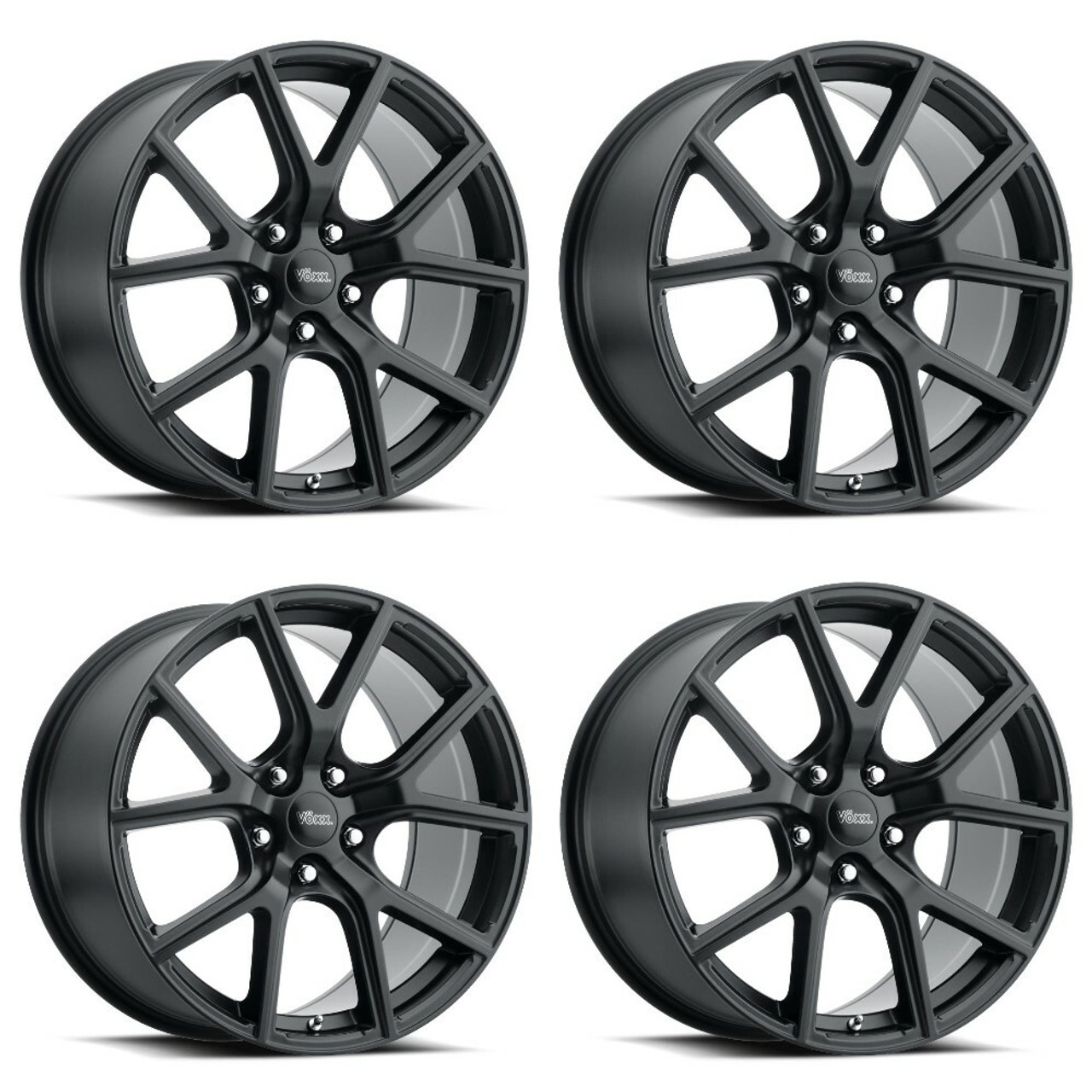 Set 4 18" Voxx Replica Track Hawk Matte Black Wheels 18x8 5x5 40mm Rims