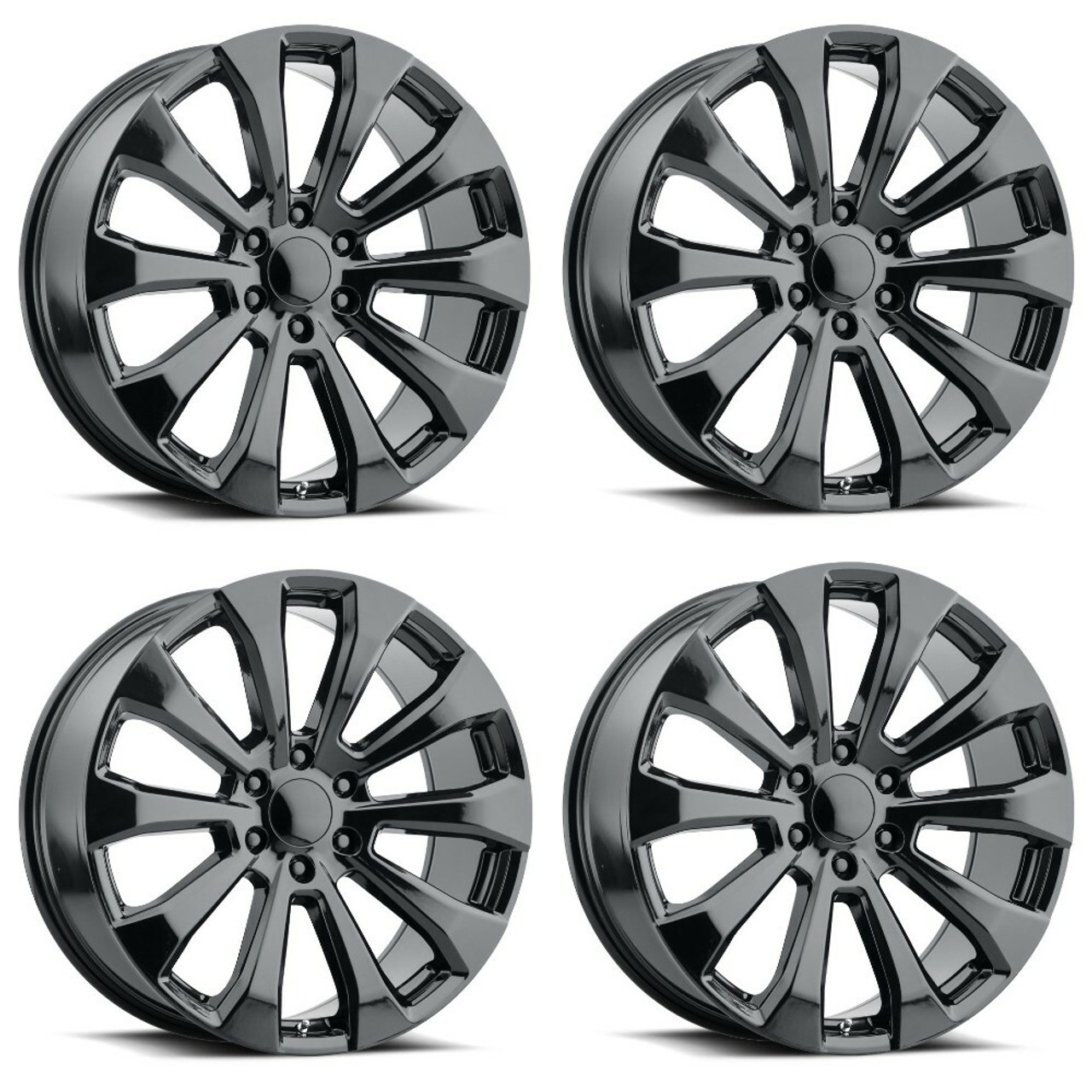 Set 4 22" Voxx Replica High Country Gloss Black Wheels 22x9 6x5.5 28mm Rims