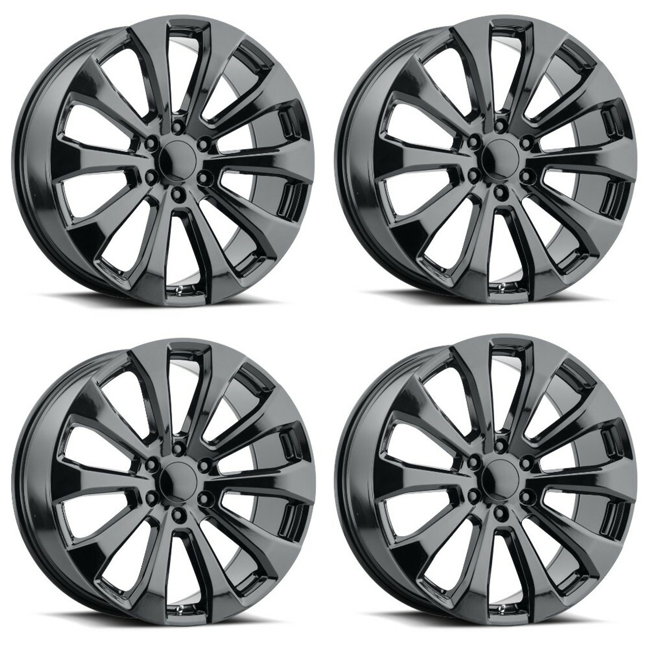 Set 4 22" Voxx Replica High Country Gloss Black Wheels 22x9 6x5.5 28mm Rims