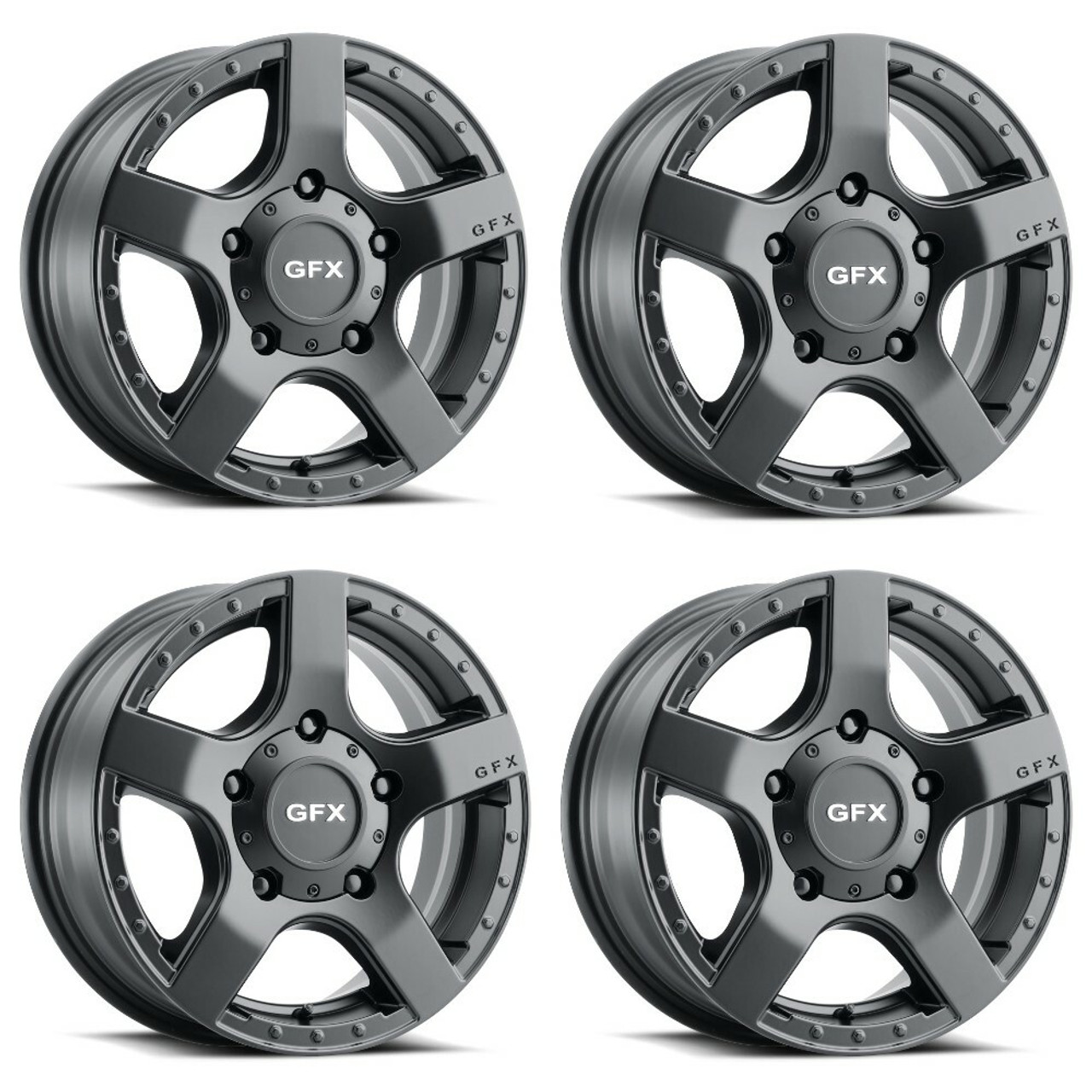 Set 4 16" Voxx G-FX MV1 Matte Black Wheels 16x6.5 5x130 45mm Rims