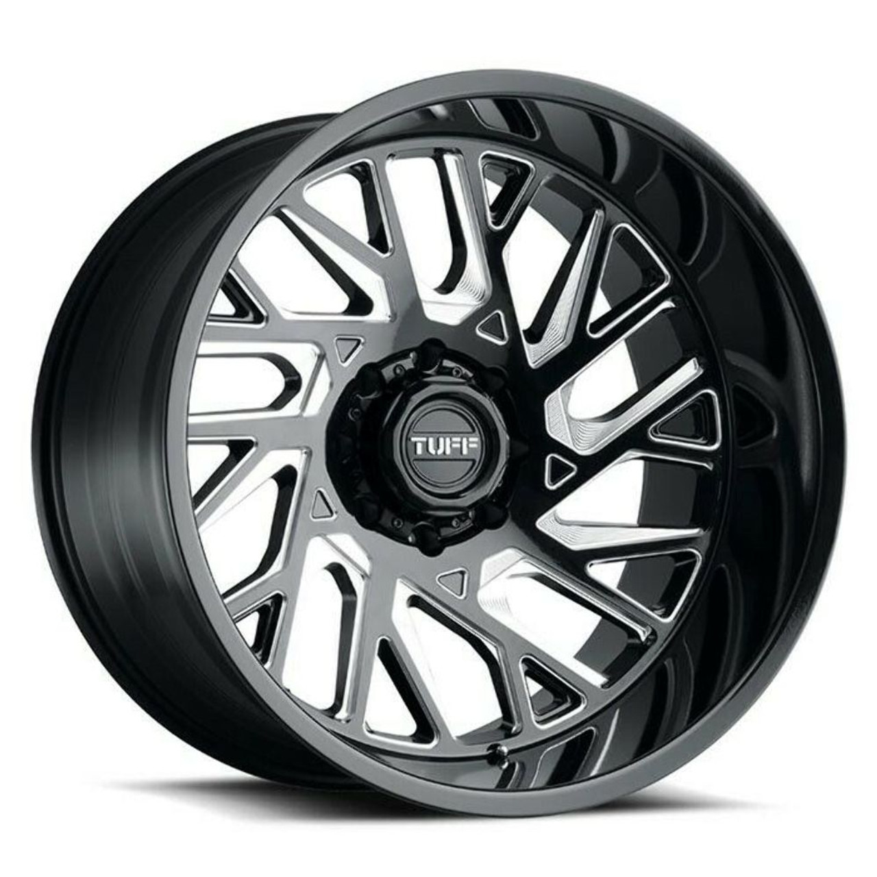 Tuff T4B 20x12 8x6.5 Gloss Black W/ Milled Spokes Wheel 20" -45mm Rim Tuff T4B 20x12 8x6.5 Gloss Black W/ Milled Spokes Wheel 20" -45mm Rim