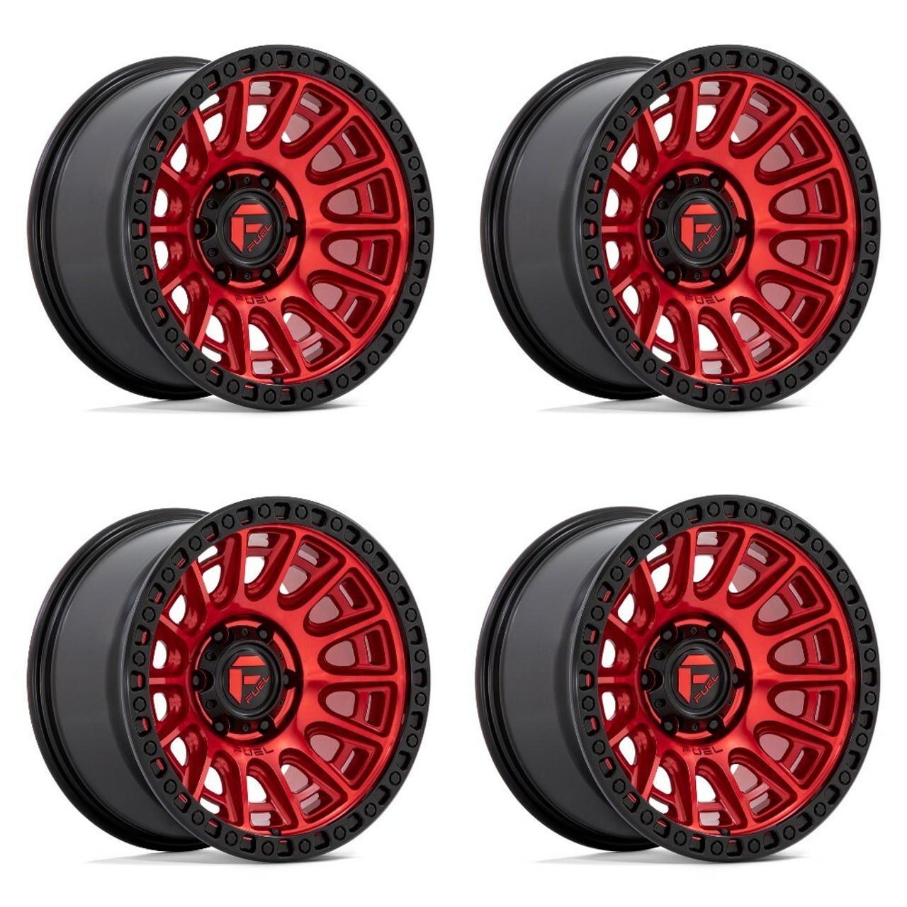 Set 4 17" Fuel D834 Cycle 17x9 6x5.5 1mm Wheels Candy Red Black Ring Truck Rims