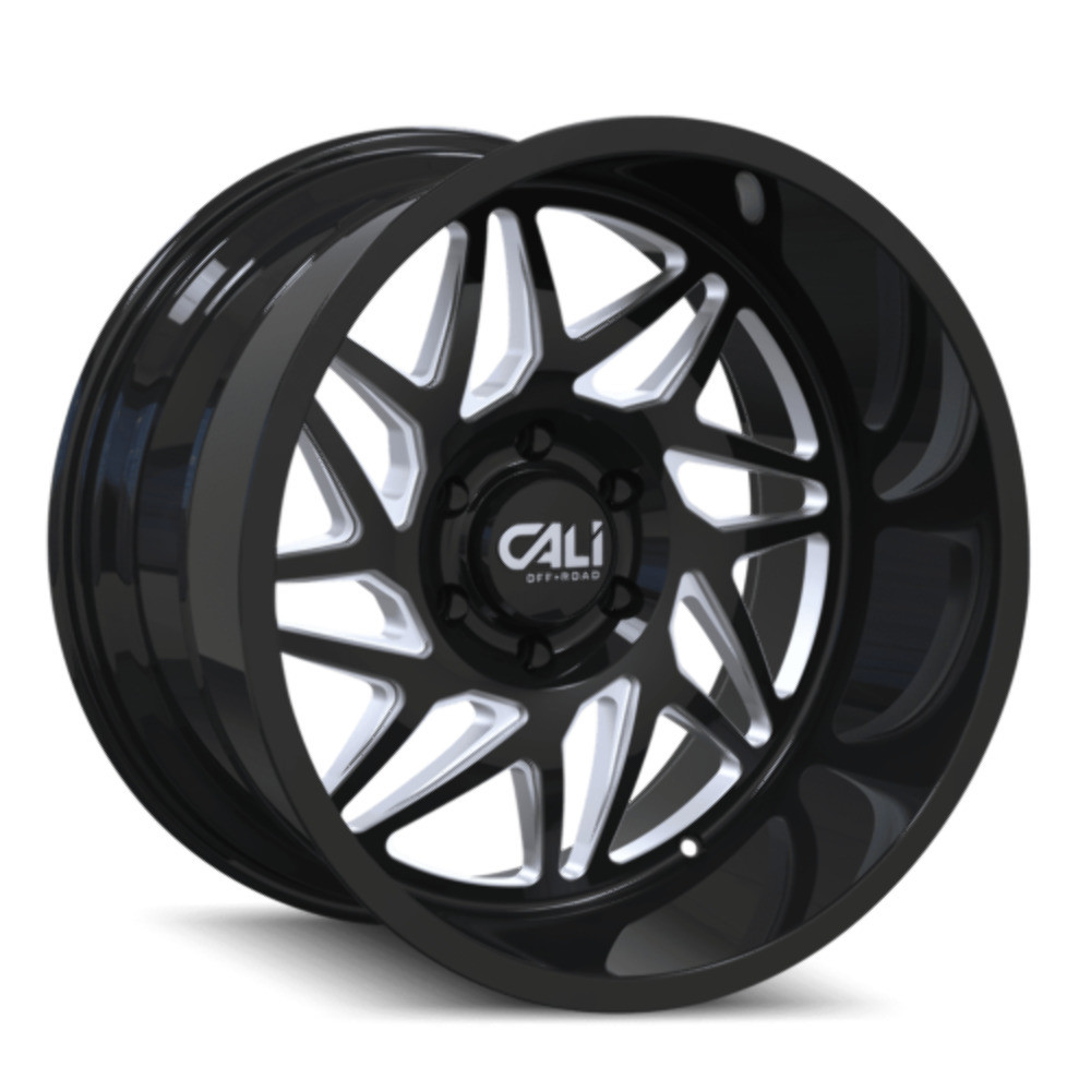 20" Cali Off-Road Gemini 20x12 Gloss Black Milled Spokes 6x5.5 Wheel -51mm Rim