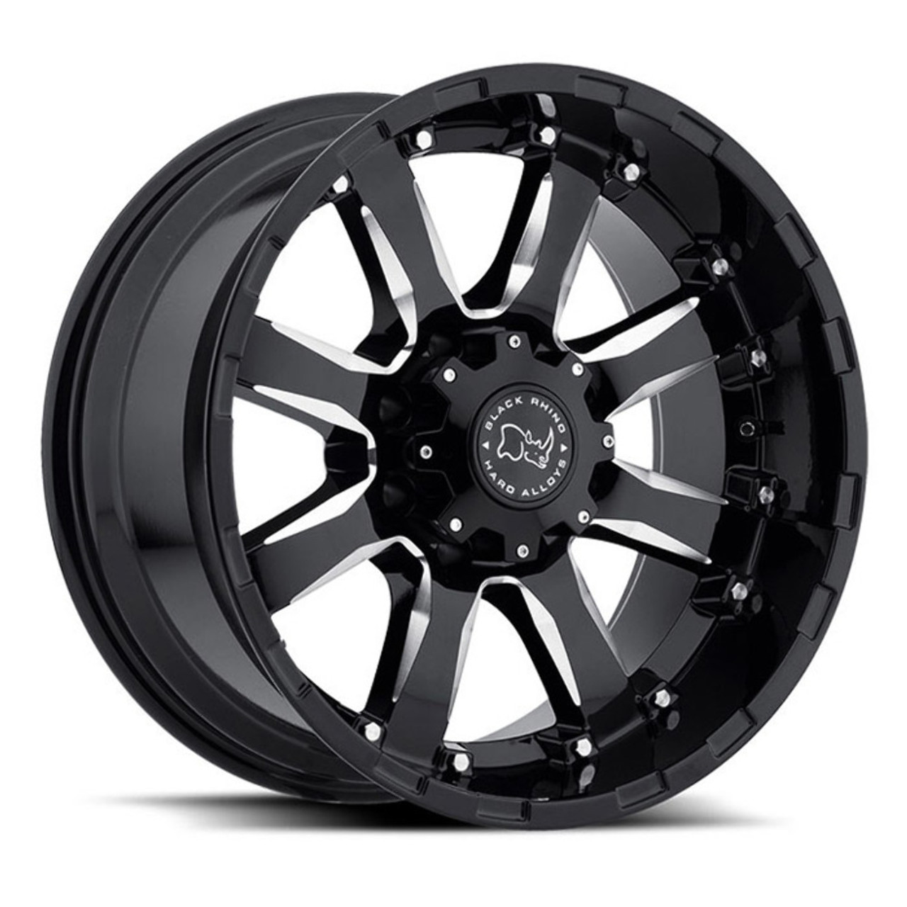 Black Rhino Sierra 20x11.5 6x5.5 Gloss Black W  Milled Spokes Wheel 20" -44mm