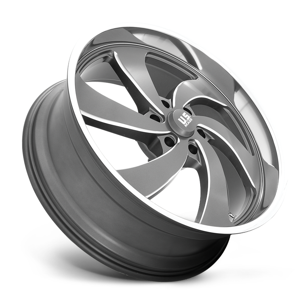 22x10 6x5.5 Anthracite Milled Diamond Cut Wheel US Mag U133 Desperado 25mm Rim